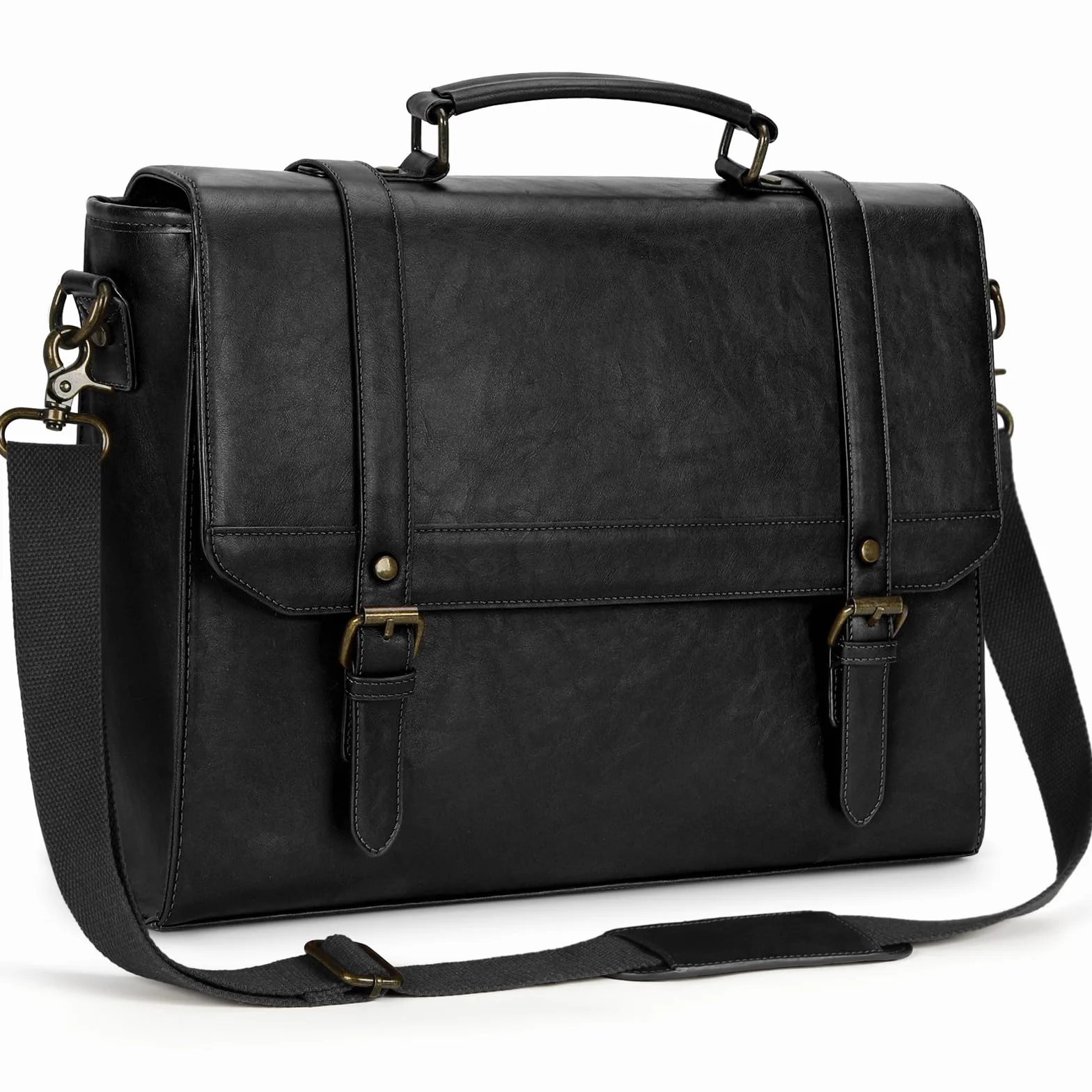 IGOLUMON Teczka męska, wodoszczelna torba na ramię, torba na laptopa o przekątnej ekranu 15,6", w stylu vintage, torba listonoszka, torba na laptopa, brązowa