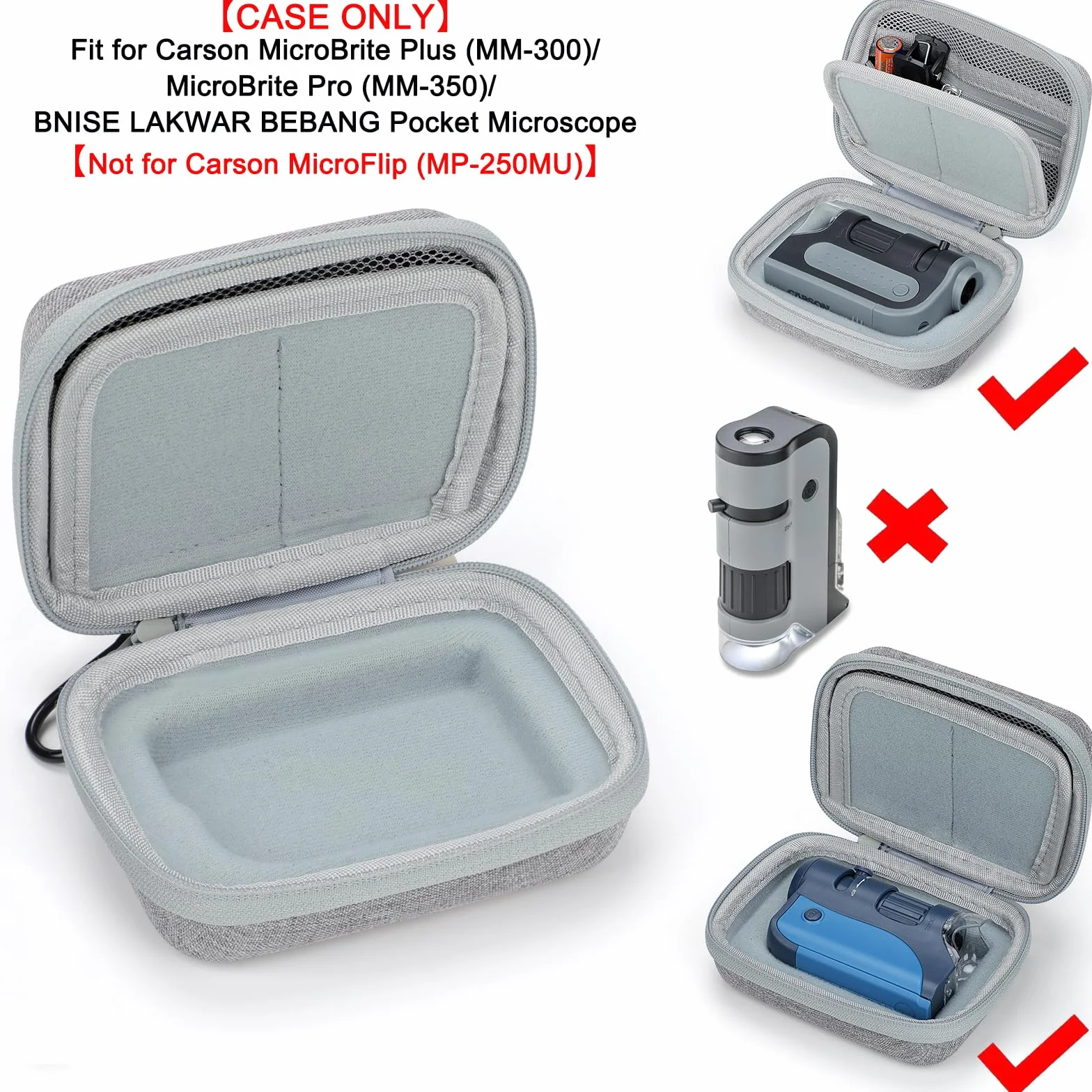Jiusion Ręczne etui na mikroskop do Carson MicroBrite Plus (MM-300) BNISE LAKWAR BEBANG markowy mikroskop kieszonkowy mini ręczny zakres, zawiera karabińczyk (tylko etui)