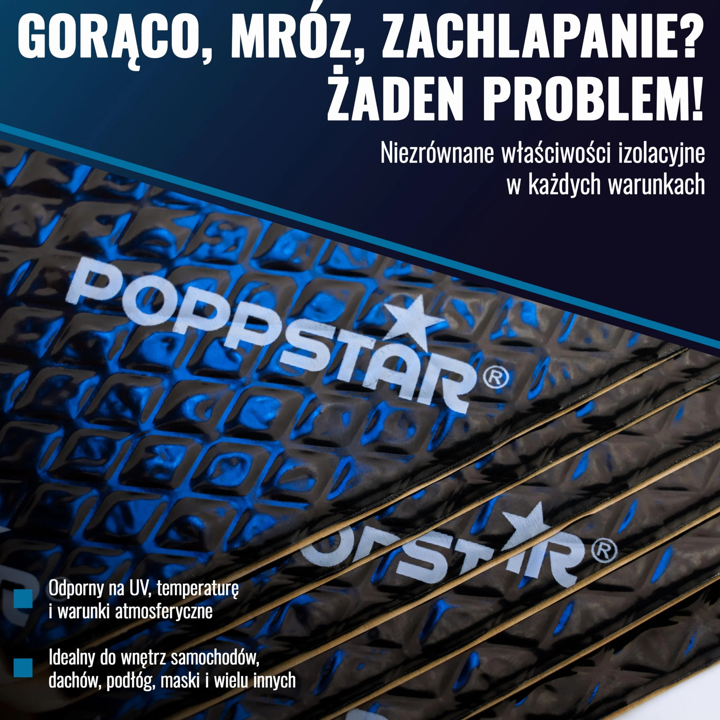 Poppstar 34 maty aluminiowo-butylowych, dźwiękochłonnych i antywibracyjnych, wymiary 40 x 25 cm, grubość 2 mm, odporne na wysokie temperatury, samoprzylepne