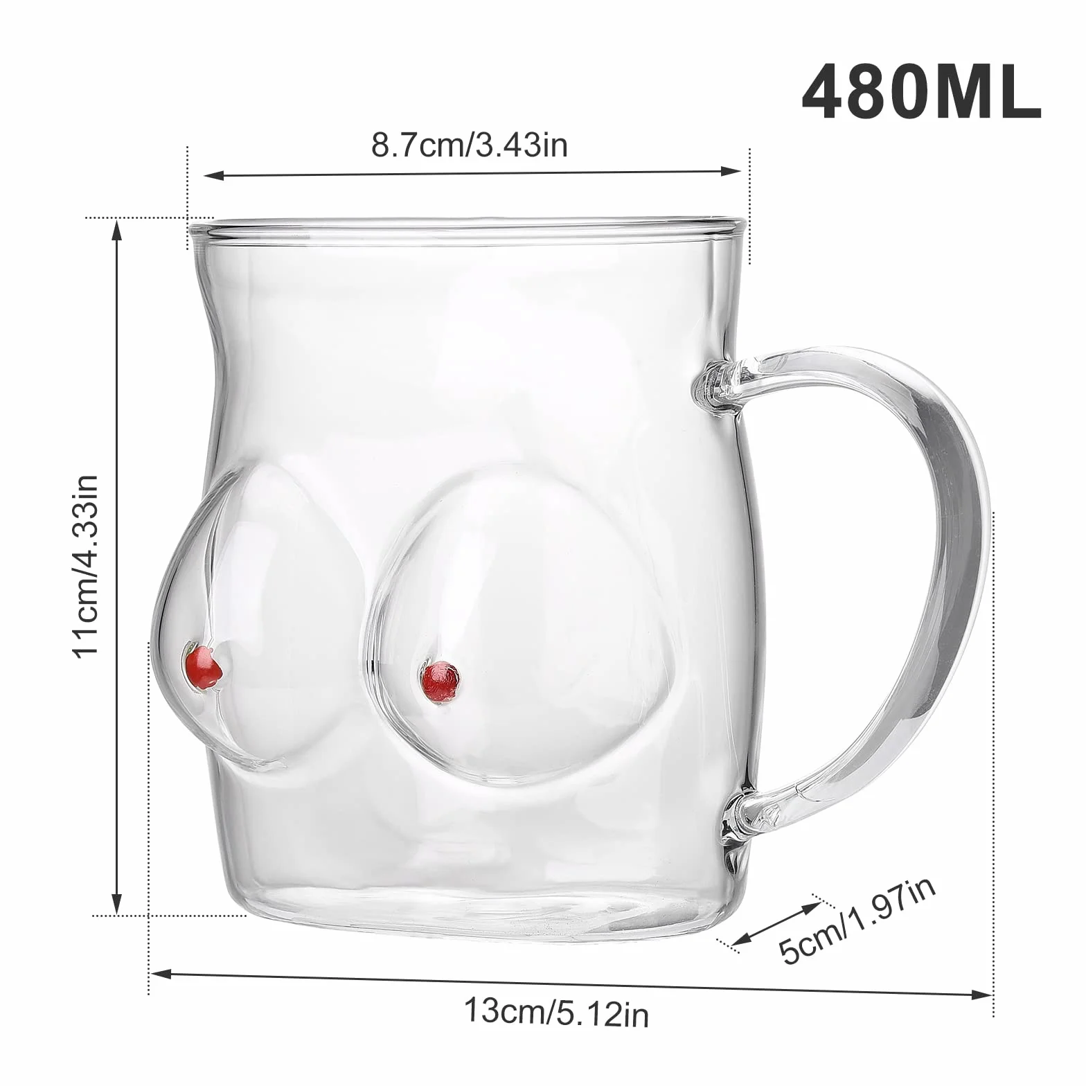 Szklany Kubek do Kawy 480 Ml Szkło Borokrzemowe Izolowana Filiżanka