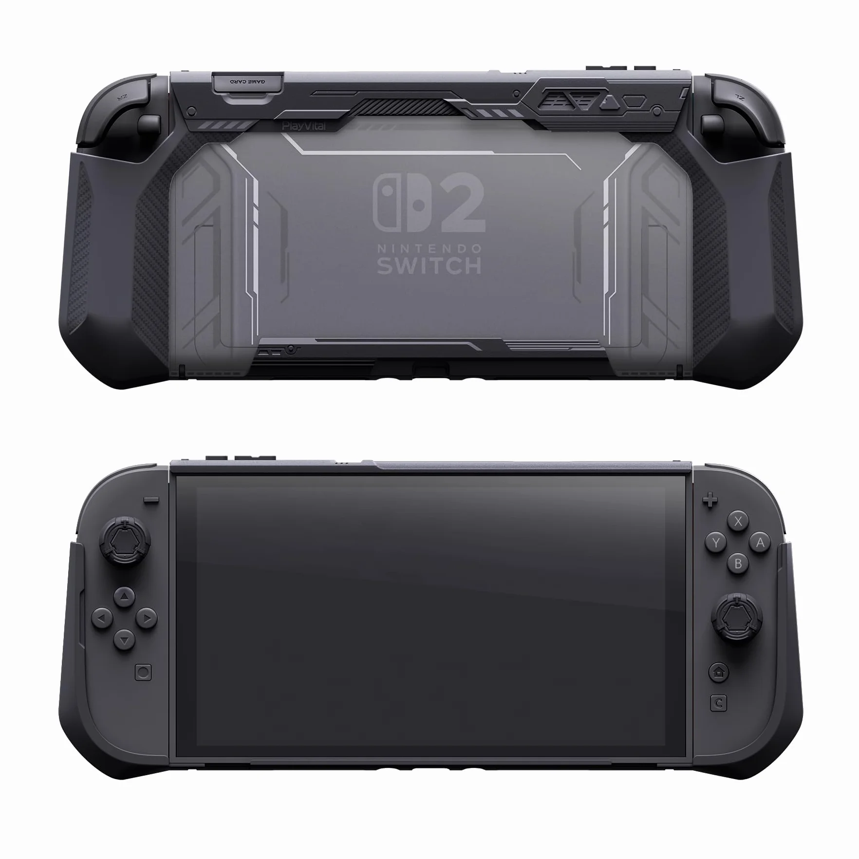 PlayVital Meteor Etui do Switch 2 Ochronny Pokrowiec do Switch 2 z Uchwytem Joycon,Dockable Osłona z Nakładkami na Joysticki–Czarny