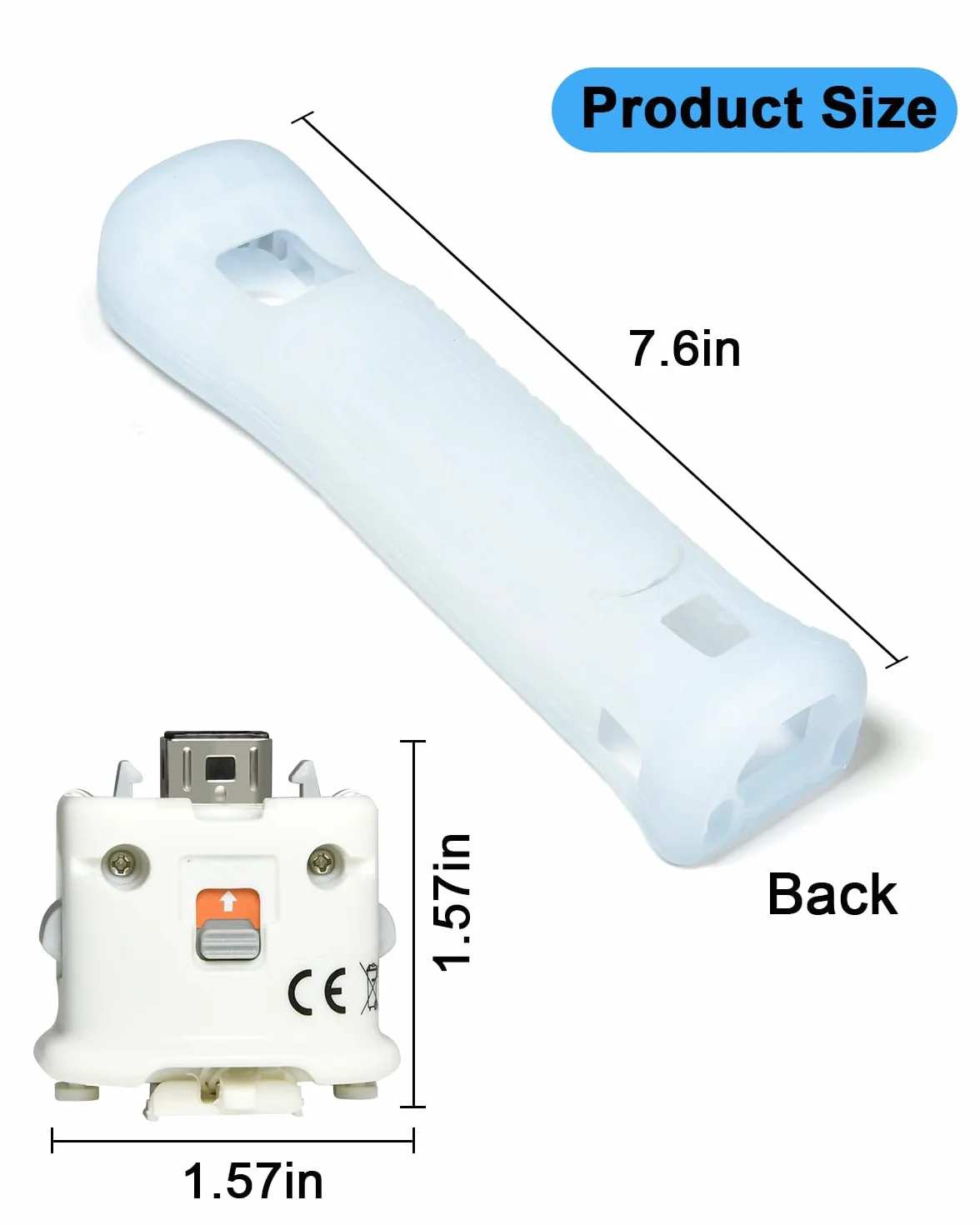 TechKen 2 x adapter Motion Plus z silikonowym czujnikiem do zdalnego sterowania Wii