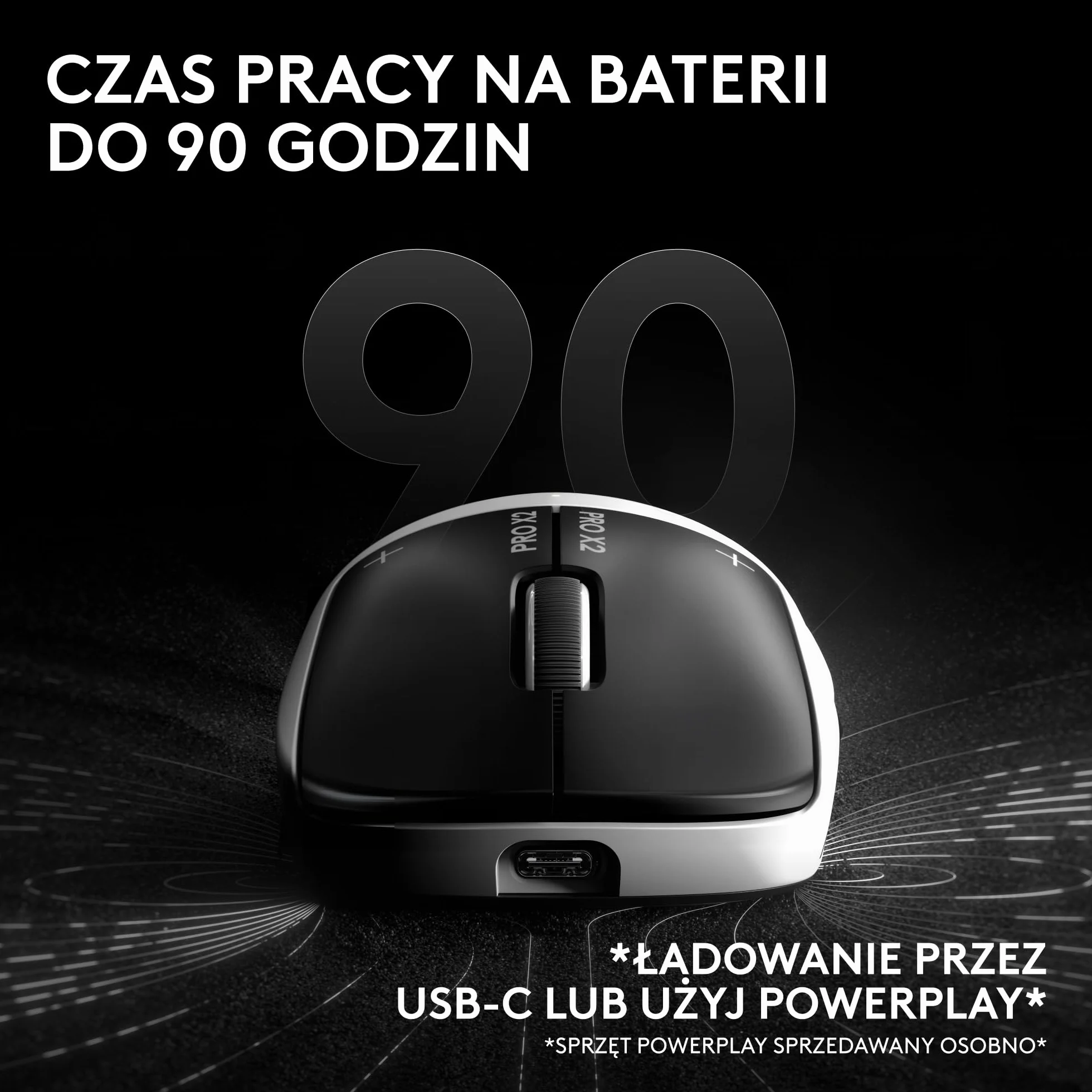 Logitech G PRO X2 SUPERSTRIKE LIGHTSPEED, bezprzewodowa mysz do gier,z ultra-szybkimi reakcjami,ultra lekka (61 g),z regulowaną reakcją haptyczna na kliknięcia i ładowaniem przez USB-C,do PC/Mac-Biały