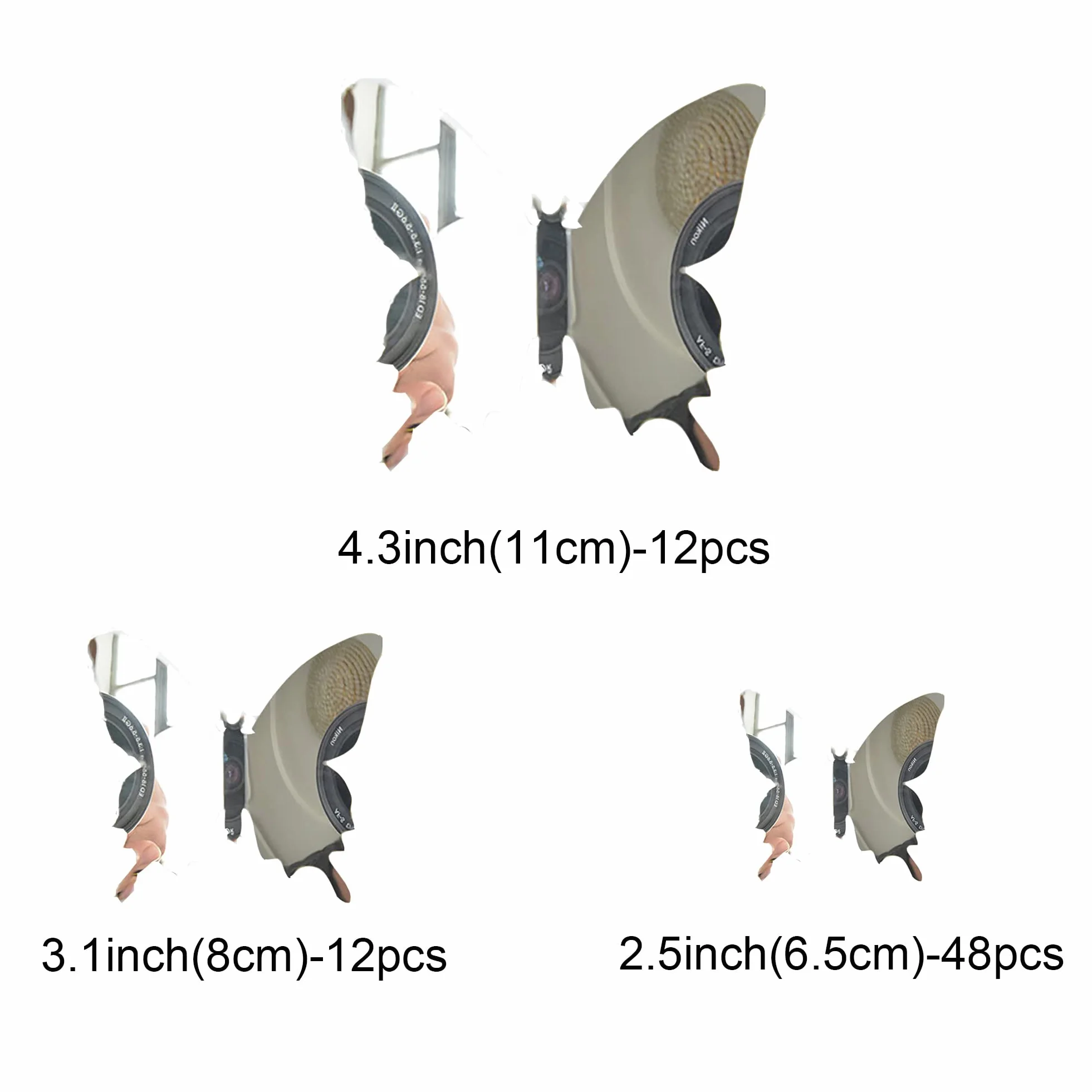 3D lustrzane naklejki ścienne motyl 72 szt. 3 rozmiary zdejmowane srebrne