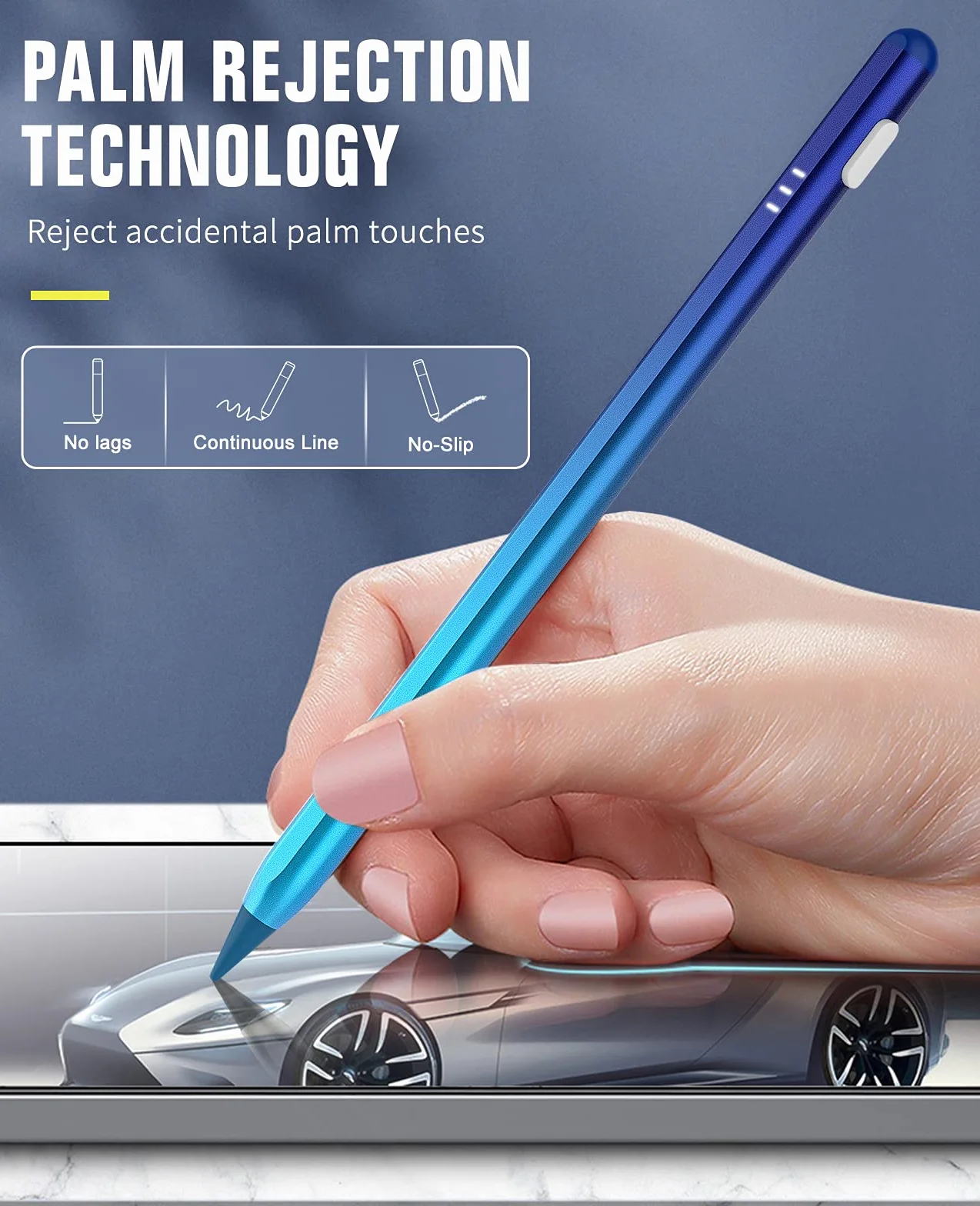 TiMOVO Stylus Pen for iPad, iPad Pencil 2nd Generation with Palm Rejection for 2018-2025 iPad 11th/10th/9th/8th/7th Gen, iPad Pro 13"/11"(M4)/12.9", iPad Air 11"/13" (M3/M2), iPad Mini 7/6th, Blue