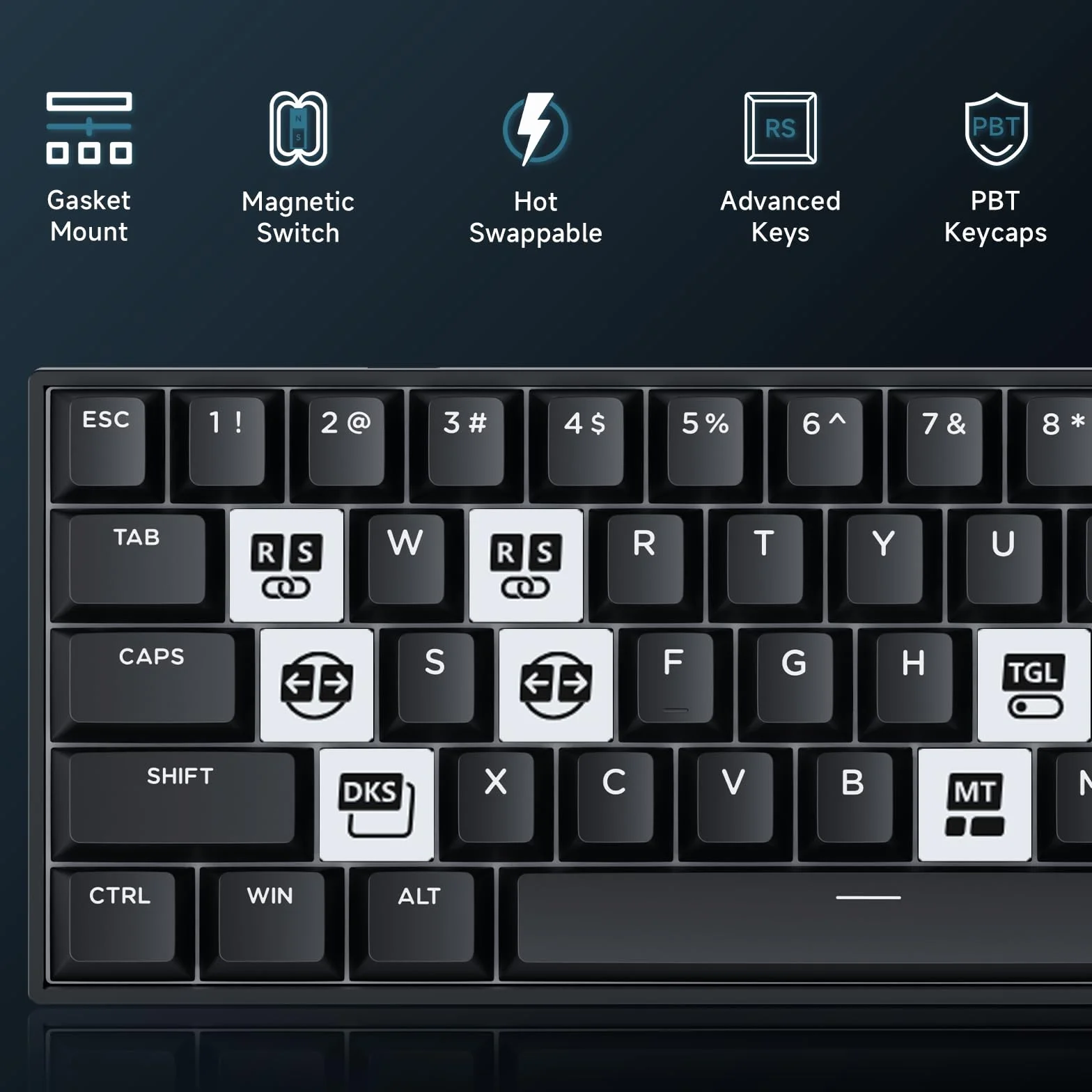 MCHOSE Ace60 Pro HE klawiatura gamingowa 60% 8000 Hz Rapid Trigger RGB przełącznik magnetyczny 0,01 mm