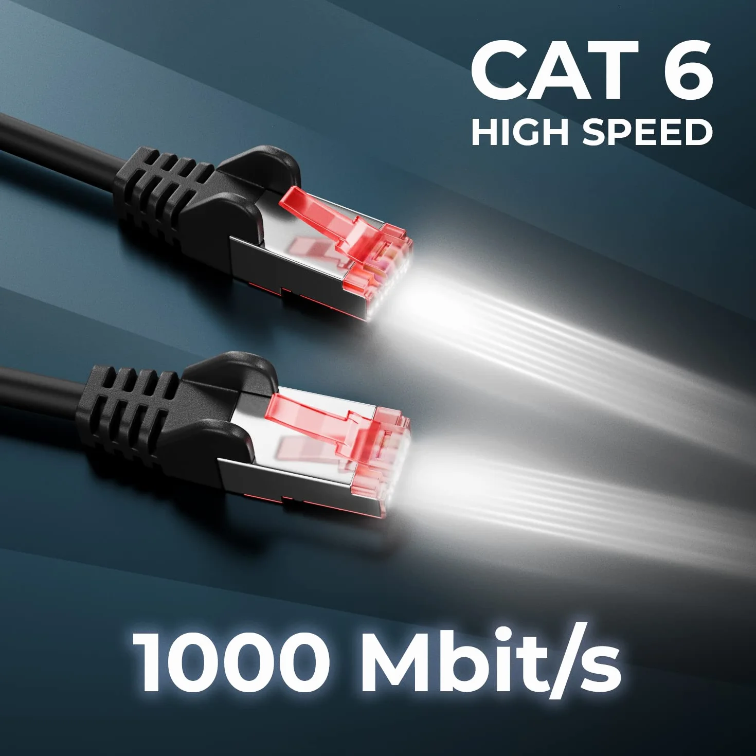 deleyCON 5m Kabel Sieciowy Cat6-1000 Mbit (Miedź, S/FTP, Bezhalogenowy) RJ45 Gigabitowy Patchcord Ethernet LAN - do DSL, Internetu, Wi-Fi, Switcha, Routera, Modemu, Panelu Krosowego, PoE - Czarny