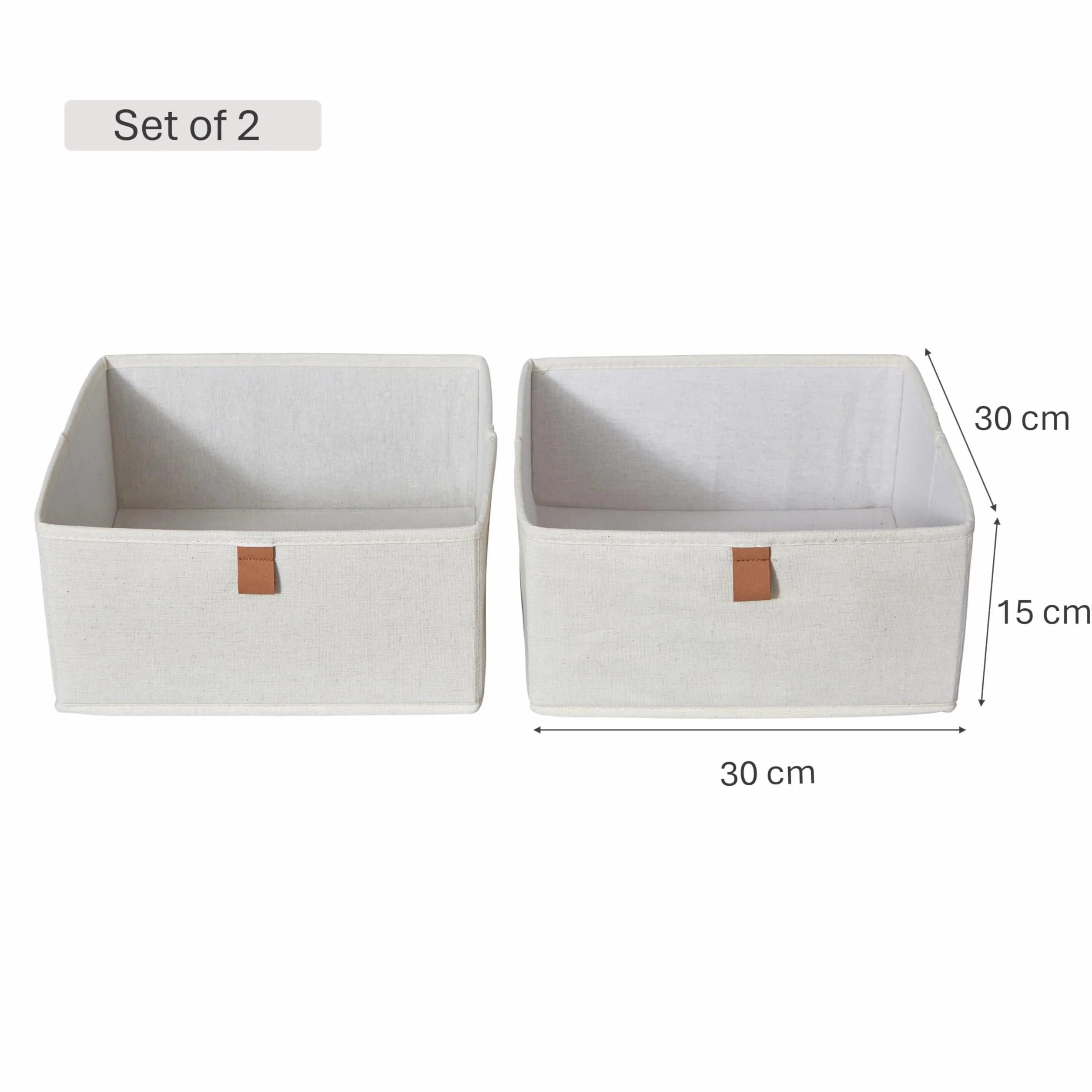 Love IT Store IT 2-częściowy organizer do szafy na ubrania z mieszanki lnu i bawełny, wzmocniony kartonem, zestaw z dwoma dużymi pudełkami, kolor beżowy, 30 x 30 x 15 cm