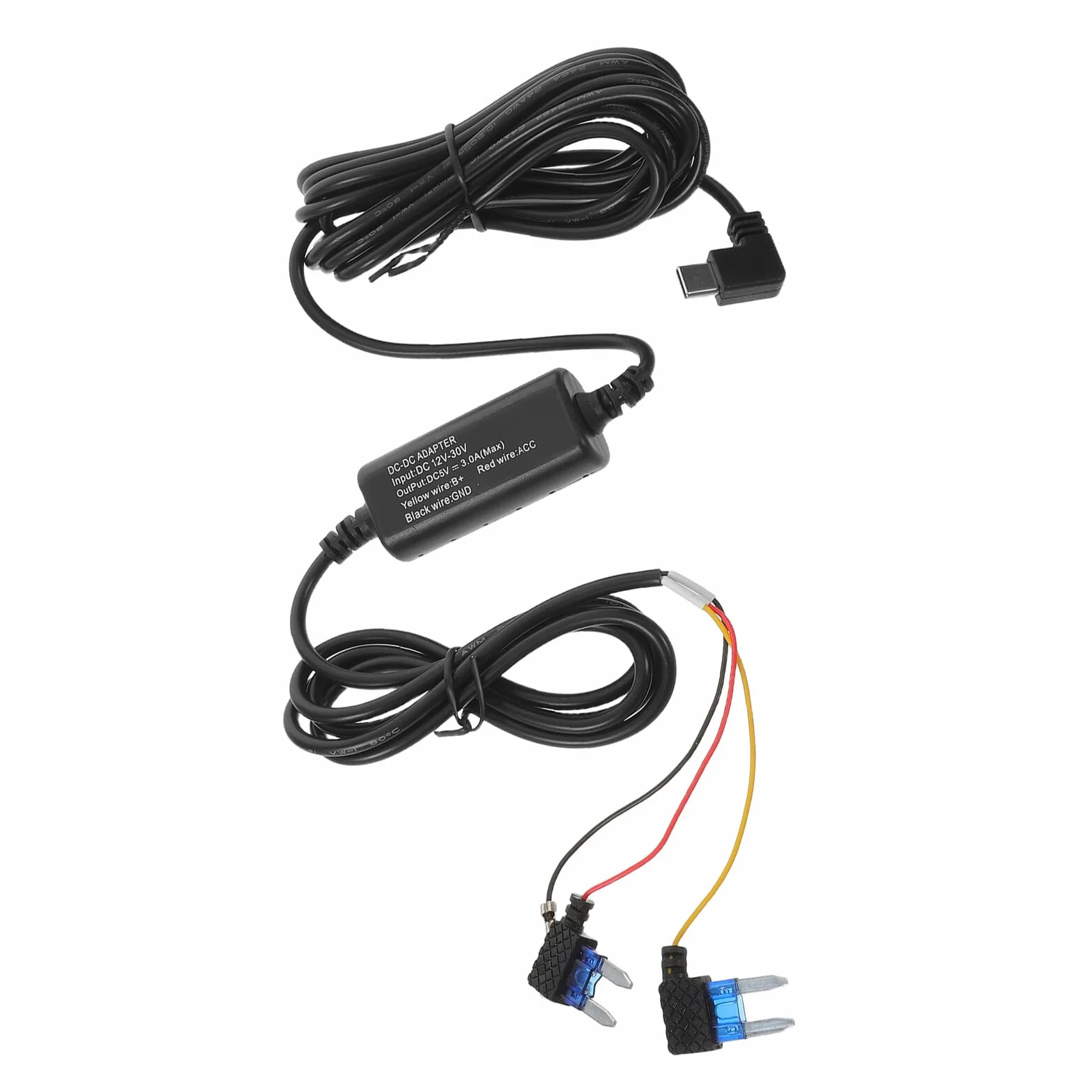Okablowania Do Kamery Samochodowej Żyłowym Przewodem Acc Kabel Zasilający Usb-c Do Dashcam Stabilne Zasilanie i Ciągłe Nagrywanie Kompatybilny z Większością Pojazdów