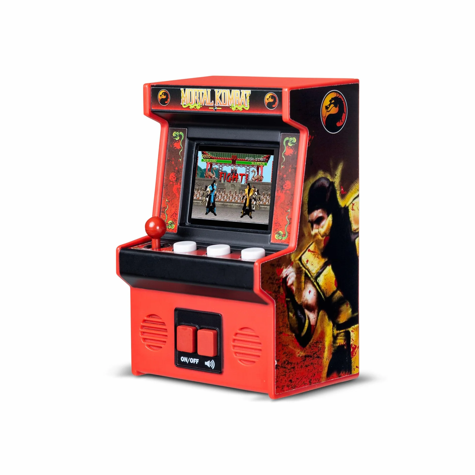 Basic Fun Arcade Classics Mini Mortal Kombat – Gra przenosna retro z joystickiem, ekranem kolorowym i autentycznymi efektami dzwiekowymi – Dla fanów i kolekcjonerów