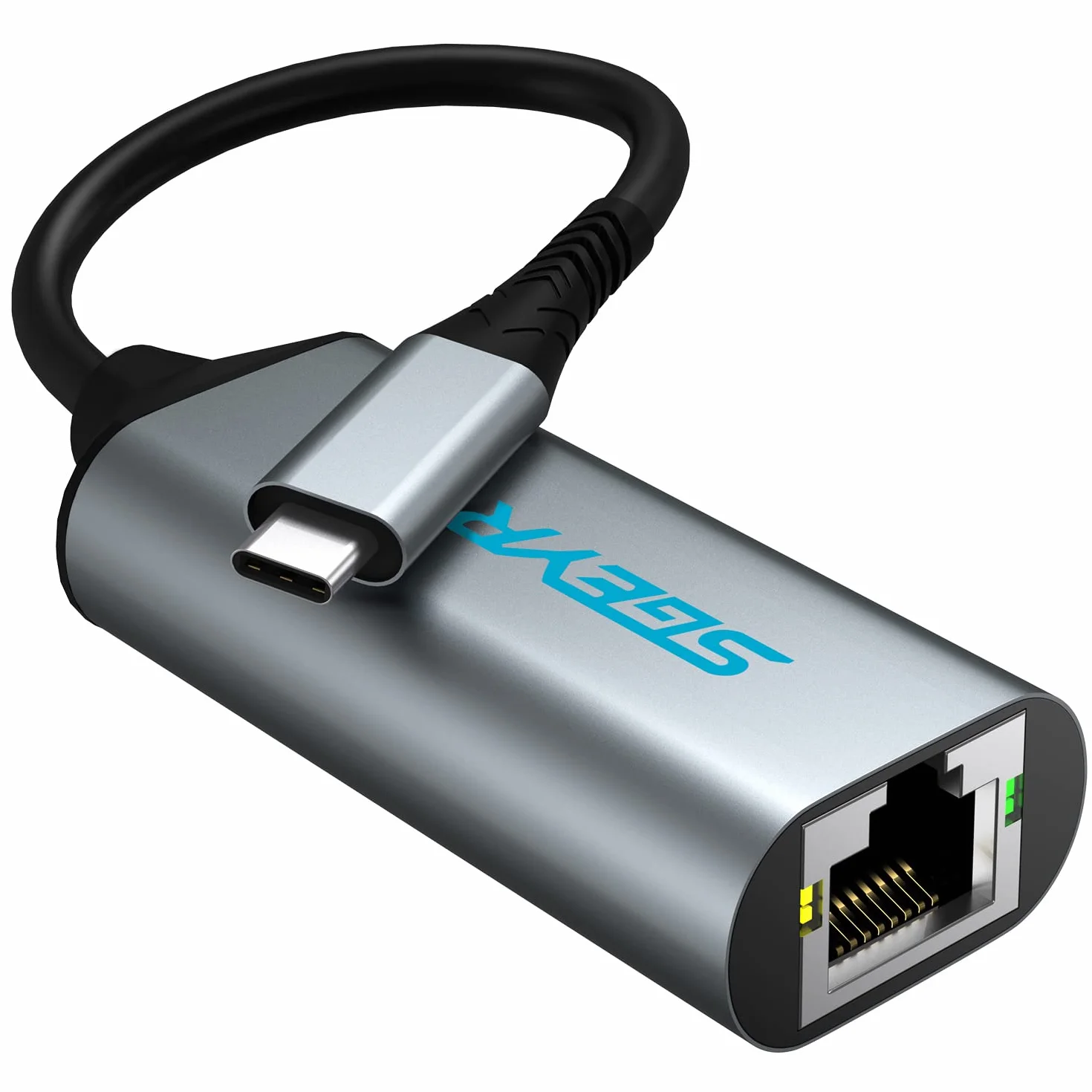 SGEYR Adapter USB C LAN Ethernet do MacBook Pro, XPS, HP, iPad Pro, Mac OS - Szary