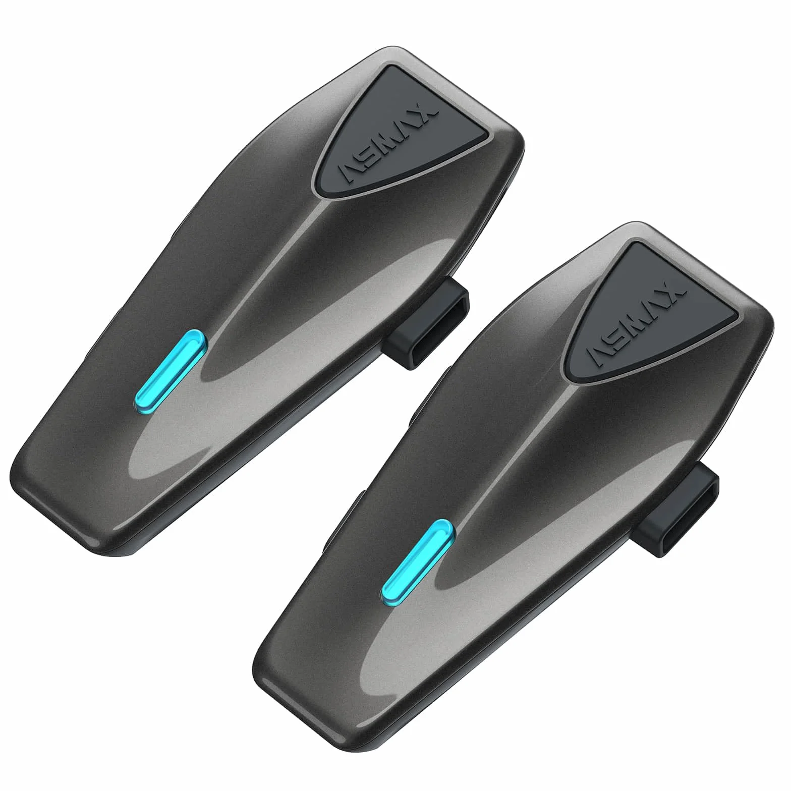 ASMAX S1 Interkom motocyklowym, komunikacja Bluetooth ze sterowaniem głosem, domofon Mesh dla 8 pilotów, szybkie ładowanie/uniwersalne/redukcja szumów, wodoodporność IP67 (szary-dwa)