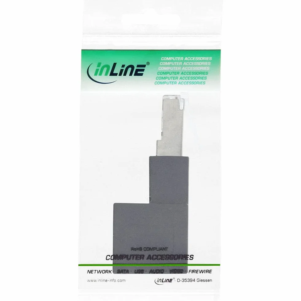 InLine RJ45 Adapter Cat.6A, wtyczka RJ45 / gniazdo, 90° zagięty w dół, 69991B