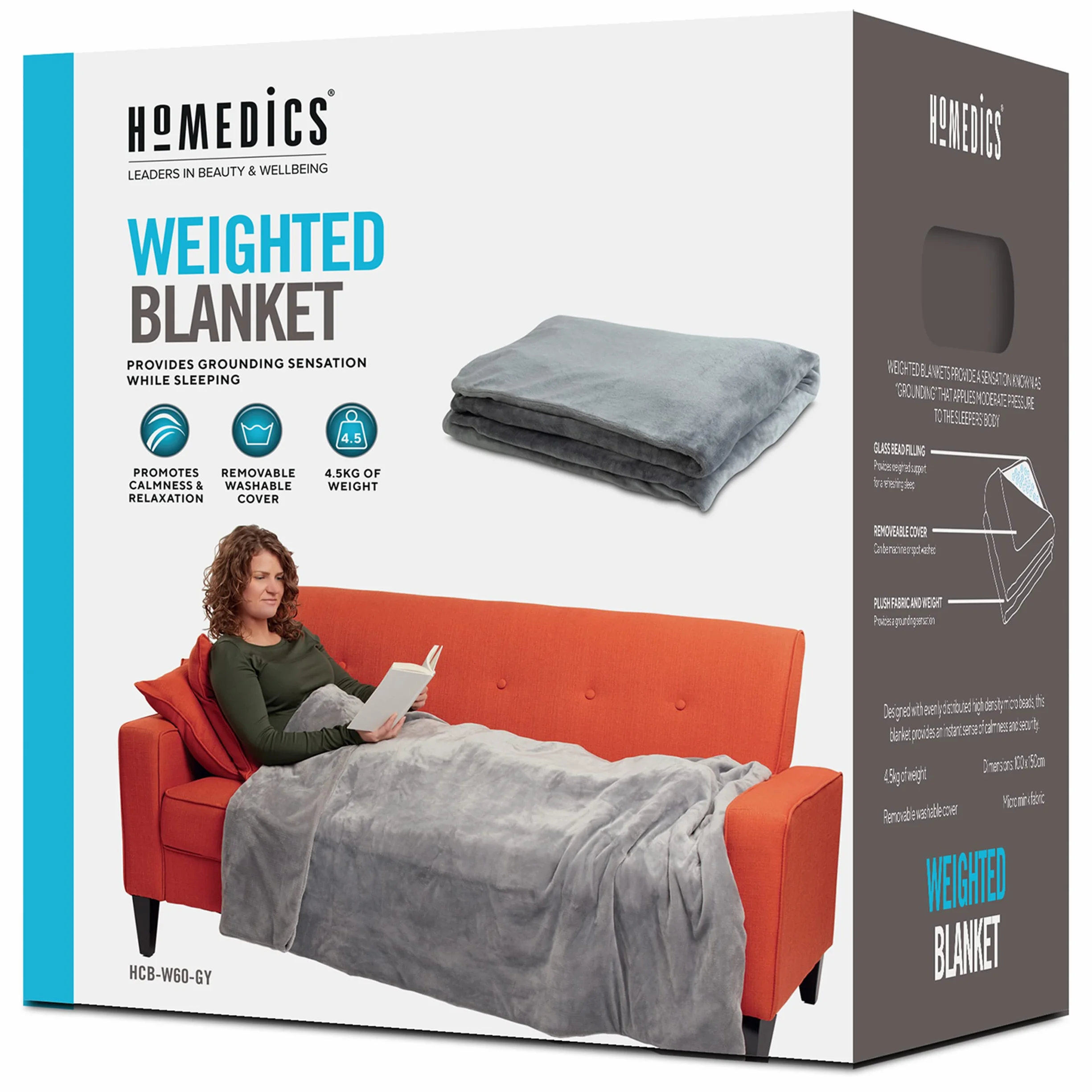 HoMedics Ważony koc 4,5 kg zdejmowany zmywalny pokrowiec