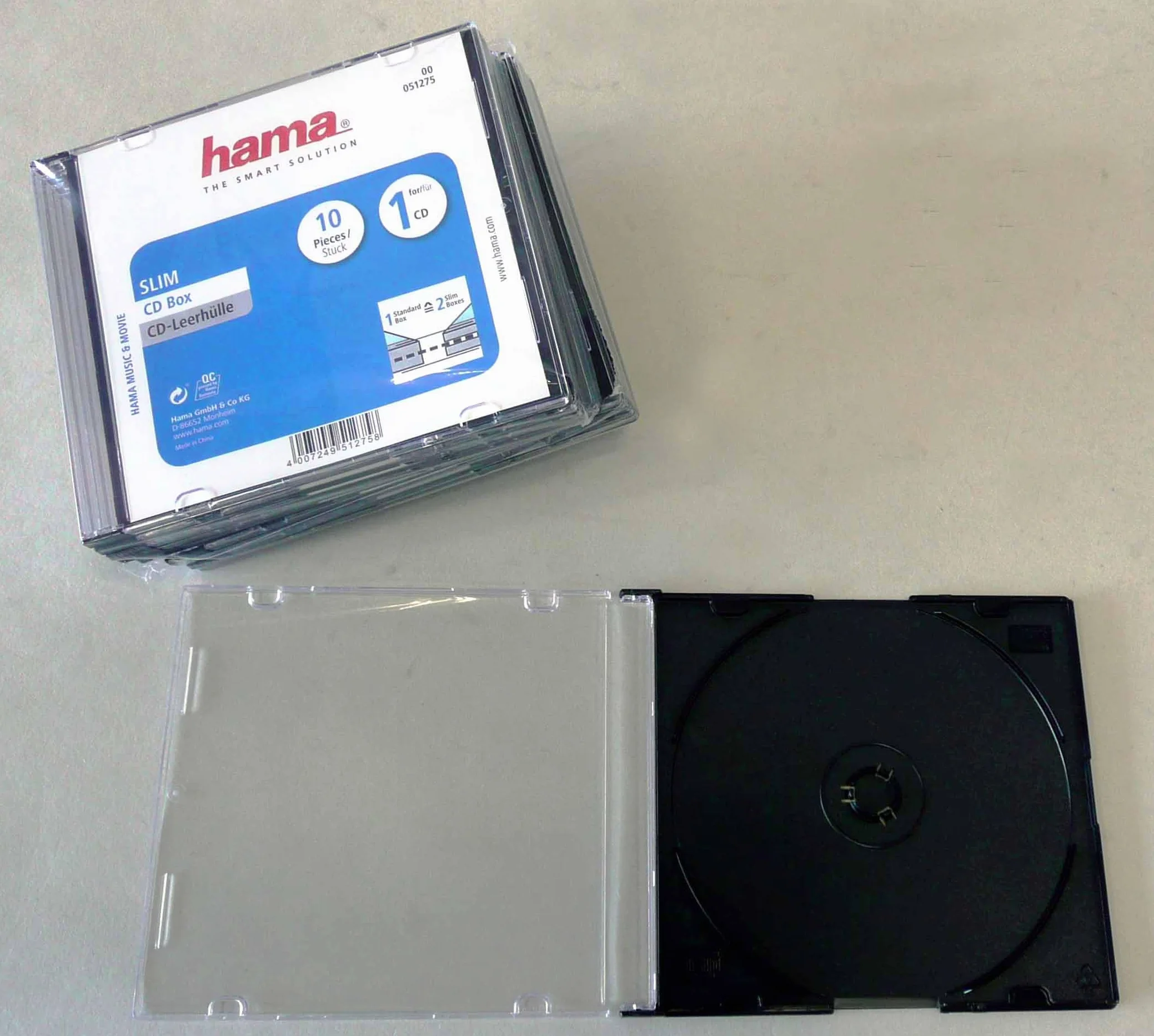 HAMA PUDEŁKO CD-SLIM STANDARD, 10 -PAK