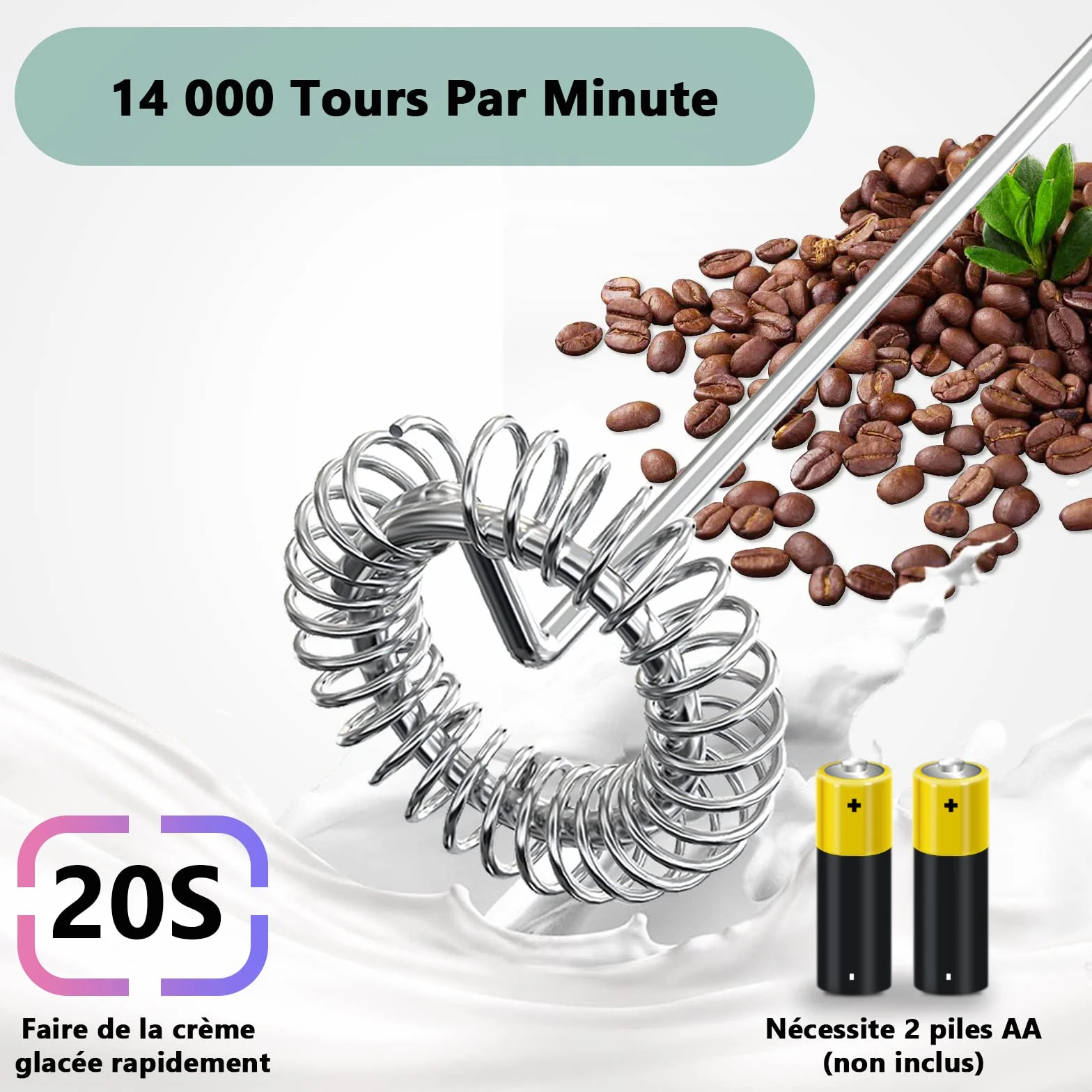EBUYFIRE Elektryczny spieniacz do mleka, spieniacz do mleka na baterie z mini blenderem, mini blenderem, kremem do mleka latte i whisky, kawa, cappuccino, gorąca czekolada.