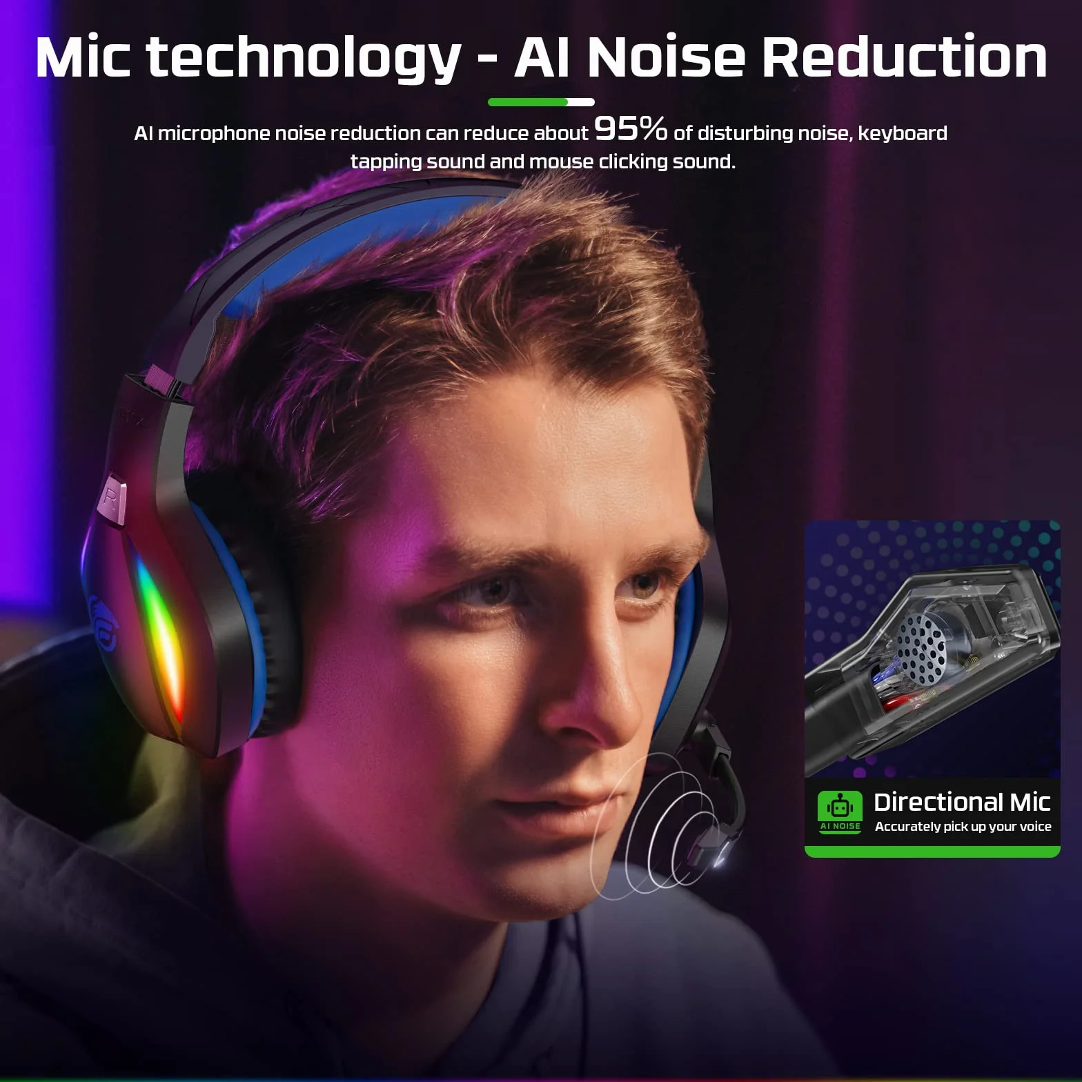 Fachixy FC100 zestaw słuchawkowy gamingowy do PS4/PS5/PC/Xbox/Switch z mikrofonem i redukcją szumów 3,5 mm