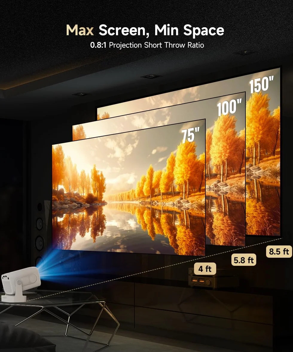 Projektor Magcubic, HY310 Mini Projektor 4K Wsparcie 1080P Projektor z Autofokusem, Automatyczna Korekcja Keystone Domowy Projektor Inteligentny z WiFi6 BT5.4, 180° Obrót Przenośny Projektor