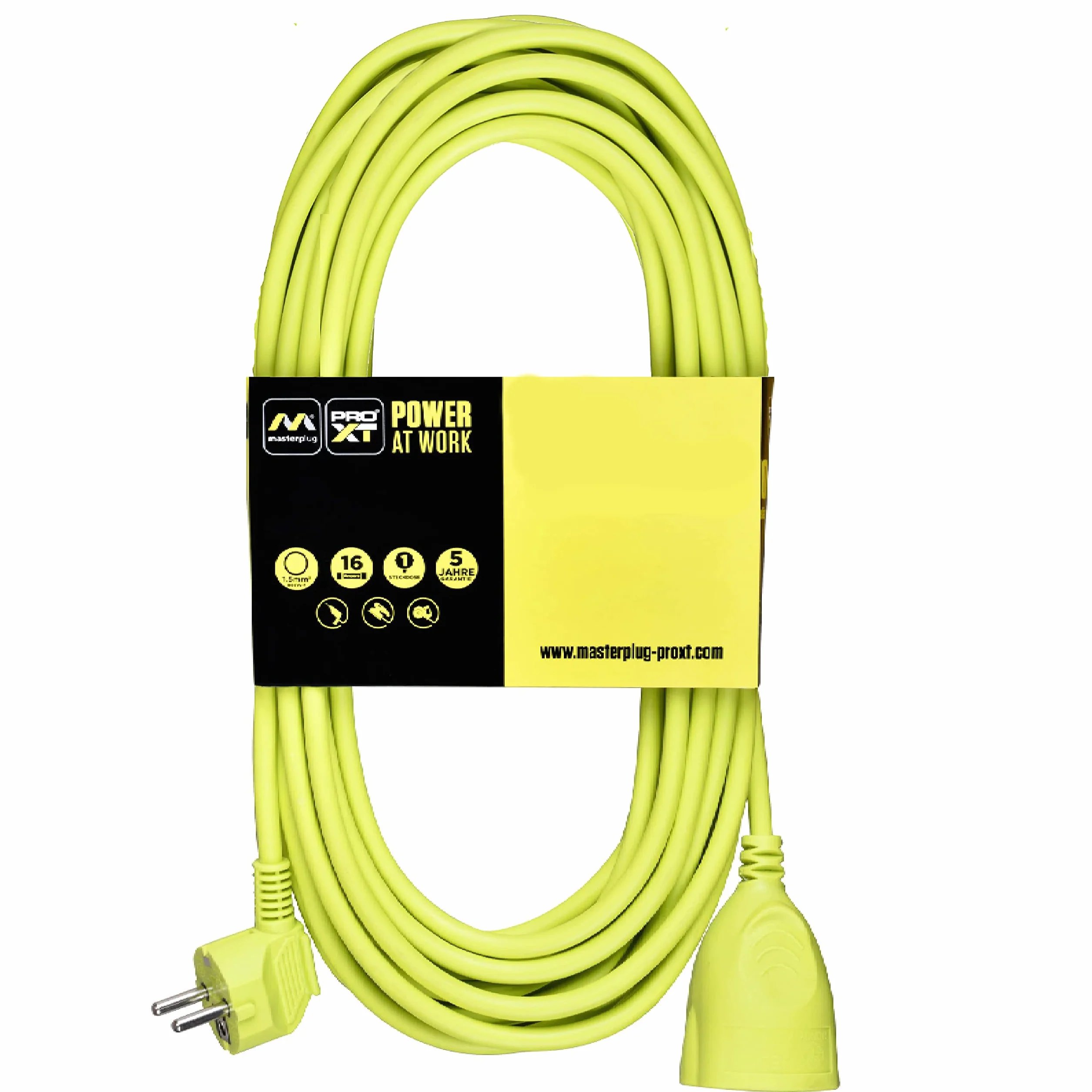 Masterplug - Przedłużacz prądu (10 m, przedłużacz Schuko, elektroniczny przedłużacz IP44, kolor zielony