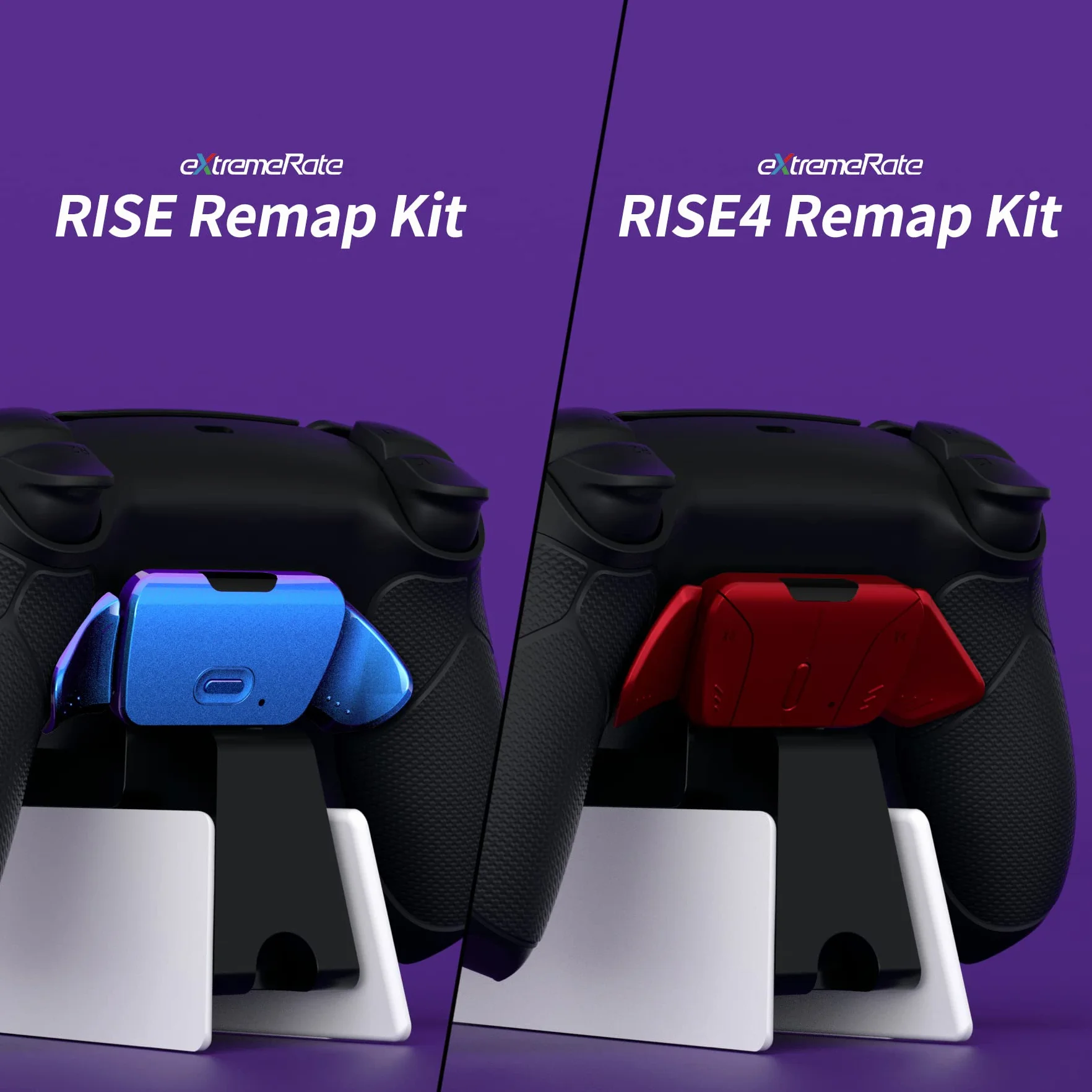 Czarny RiseDock Stojak Extension dla ps5 Controller Charging Dock eXtremeRate Rise & RISE4 Remap Kit, Przeprojektowane Charging Station Extenders dla ps5 Controller HEXGAMING Rival, Rival Pro&Ultimate
