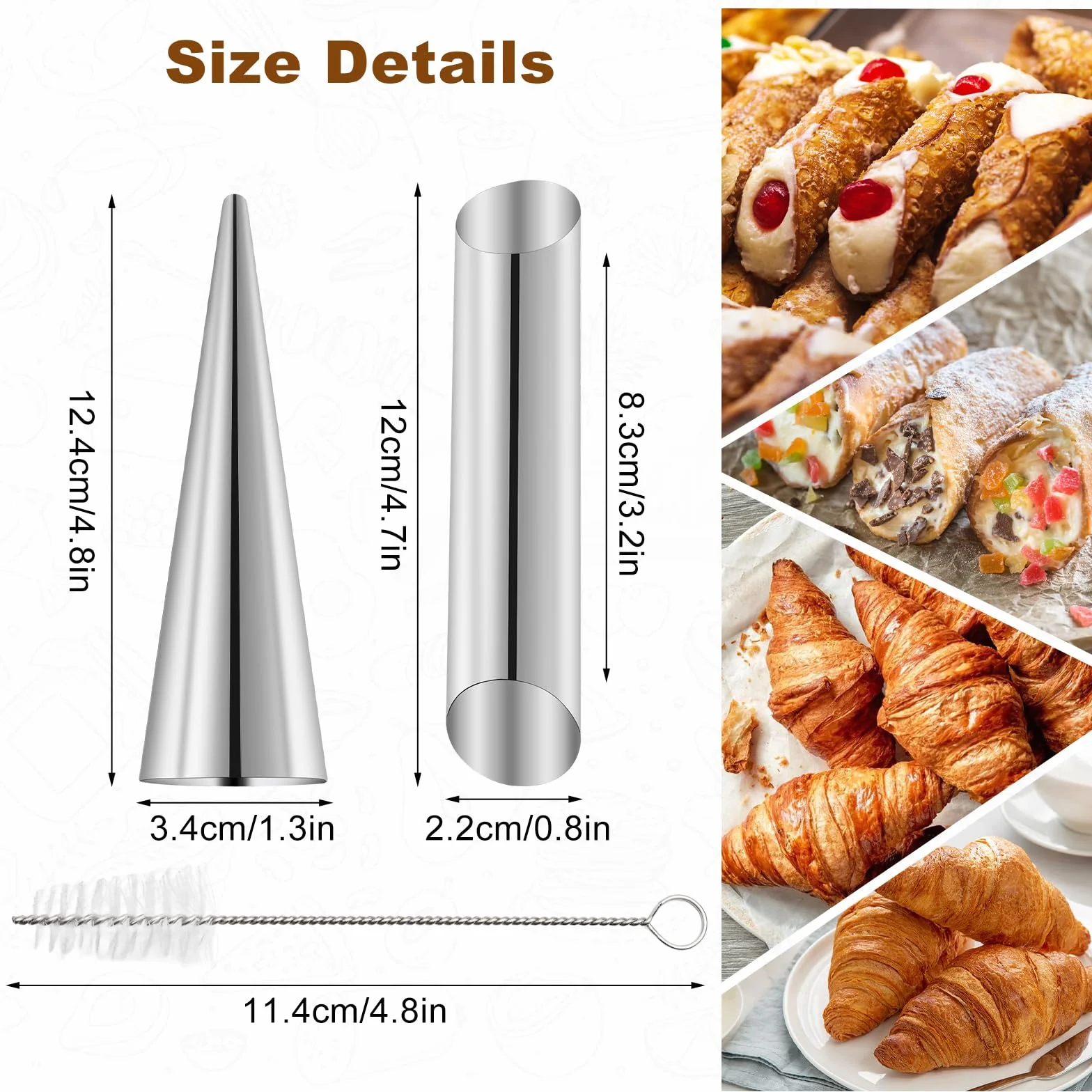 25 form piankowych z biurkiem do czyszczenia, nieprzywierająca, stal nierdzewna, forma do pieczenia Cannoli, rogalików, form do pieczenia