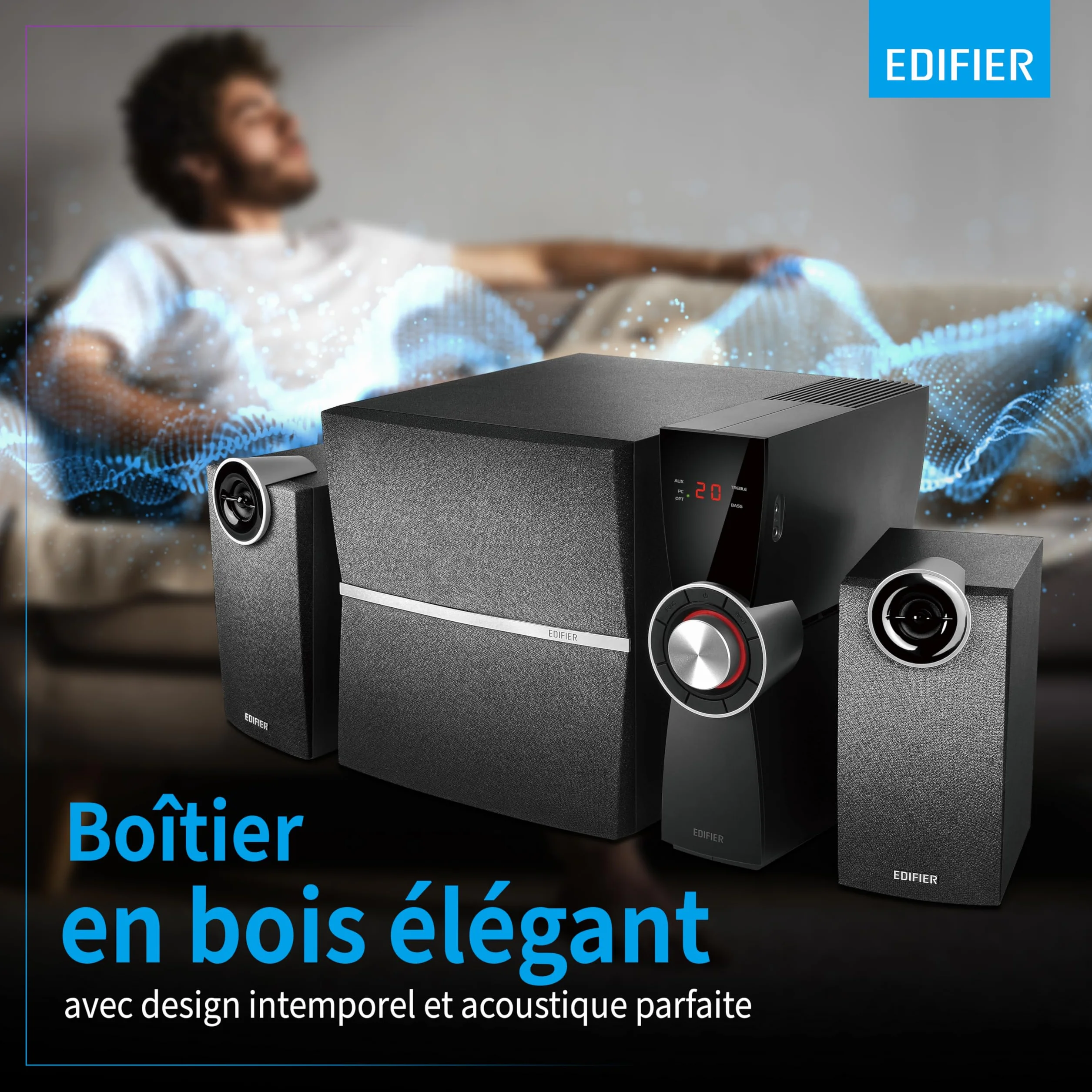 Edifier C2XD System Głośników, Czarny, 53 W