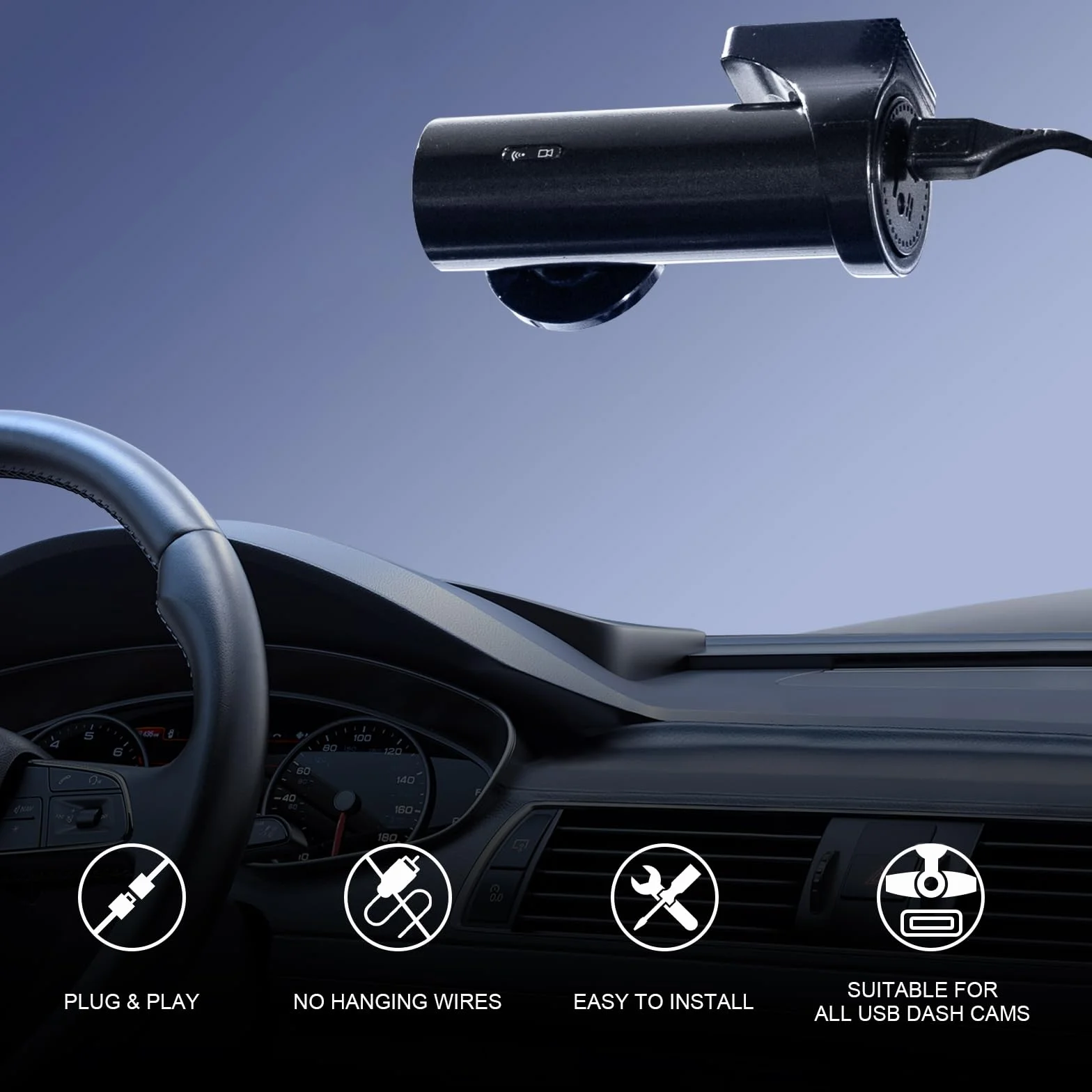 Dashcam Power Adapter Custom for Ford 16 Pin (Model A) for F150/F250/F350 Explorer Bronco and etc,Hide The Wires,GPS Radar Mirror Camera Dash Cam Adapte,Connects to Rearview Mirror(Exposed)