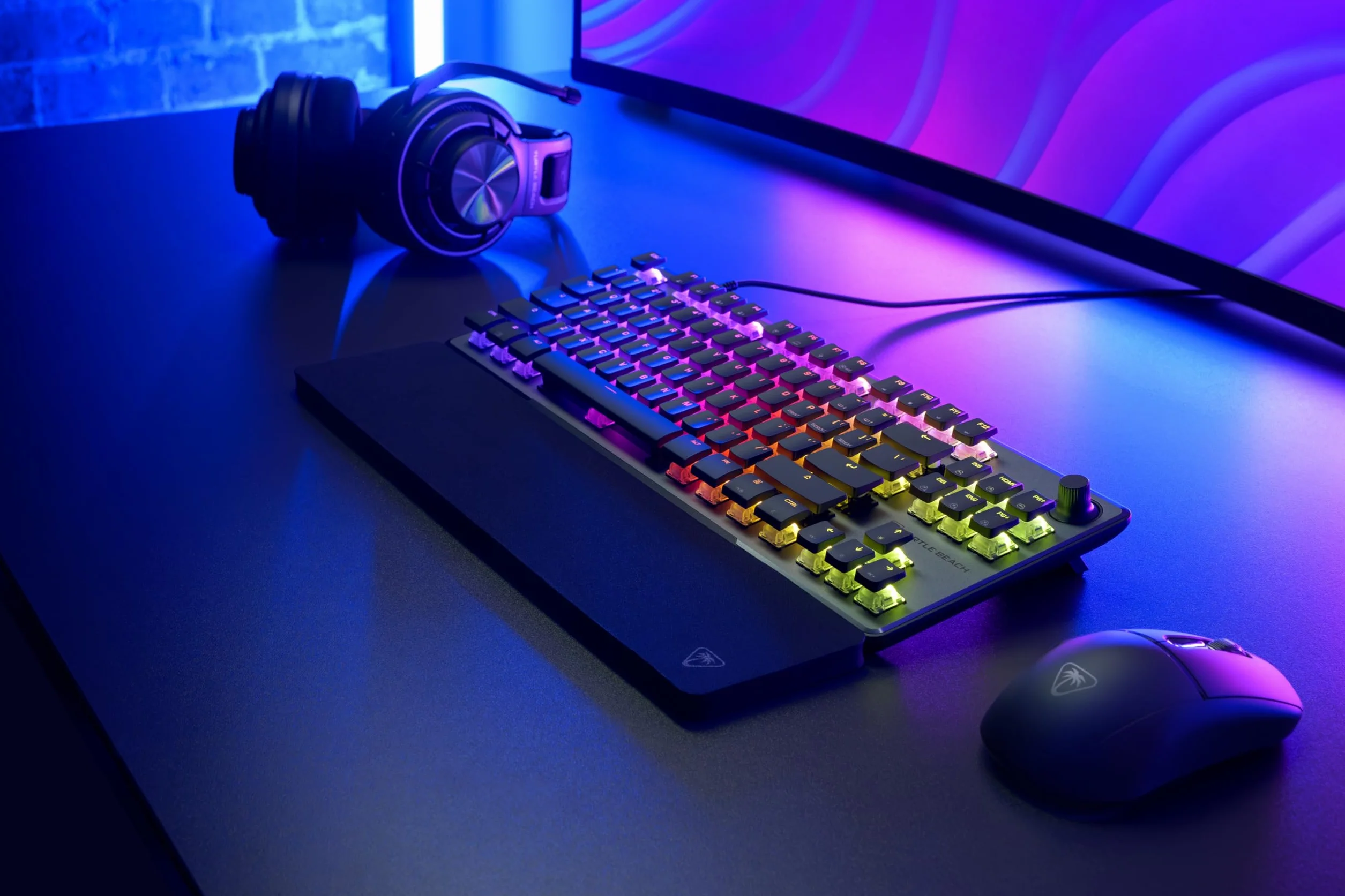 Turtle Beach Vulcan II TKL Pro – magnetyczna klawiatura do gier RGB, analogowy przełącznik z efektem hali, przyciski medialne, podkładka pod nadgarstki, aluminiowa pokrywa