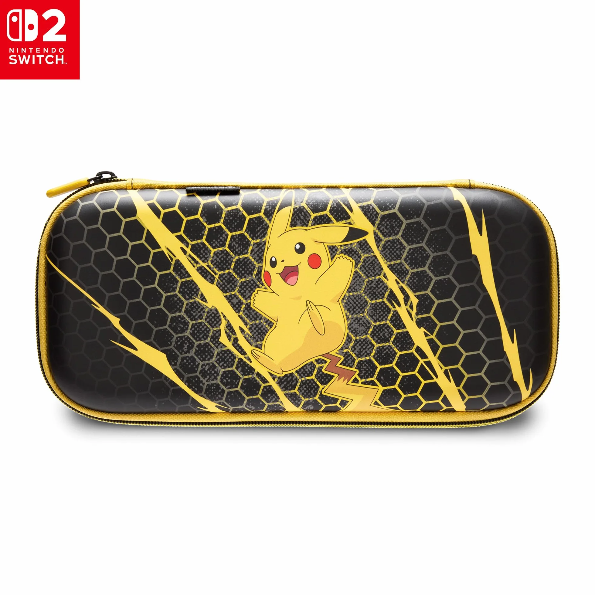 Etui PowerA Slim do Nintendo Switch 2 - Pokémon Pikachu Burza, oficjalna licencja, etui ochronne dla konsoli Switch, miejsce na 10 kart z grami, wyściełana osłona ekranu, wbudowana podstawka do gry