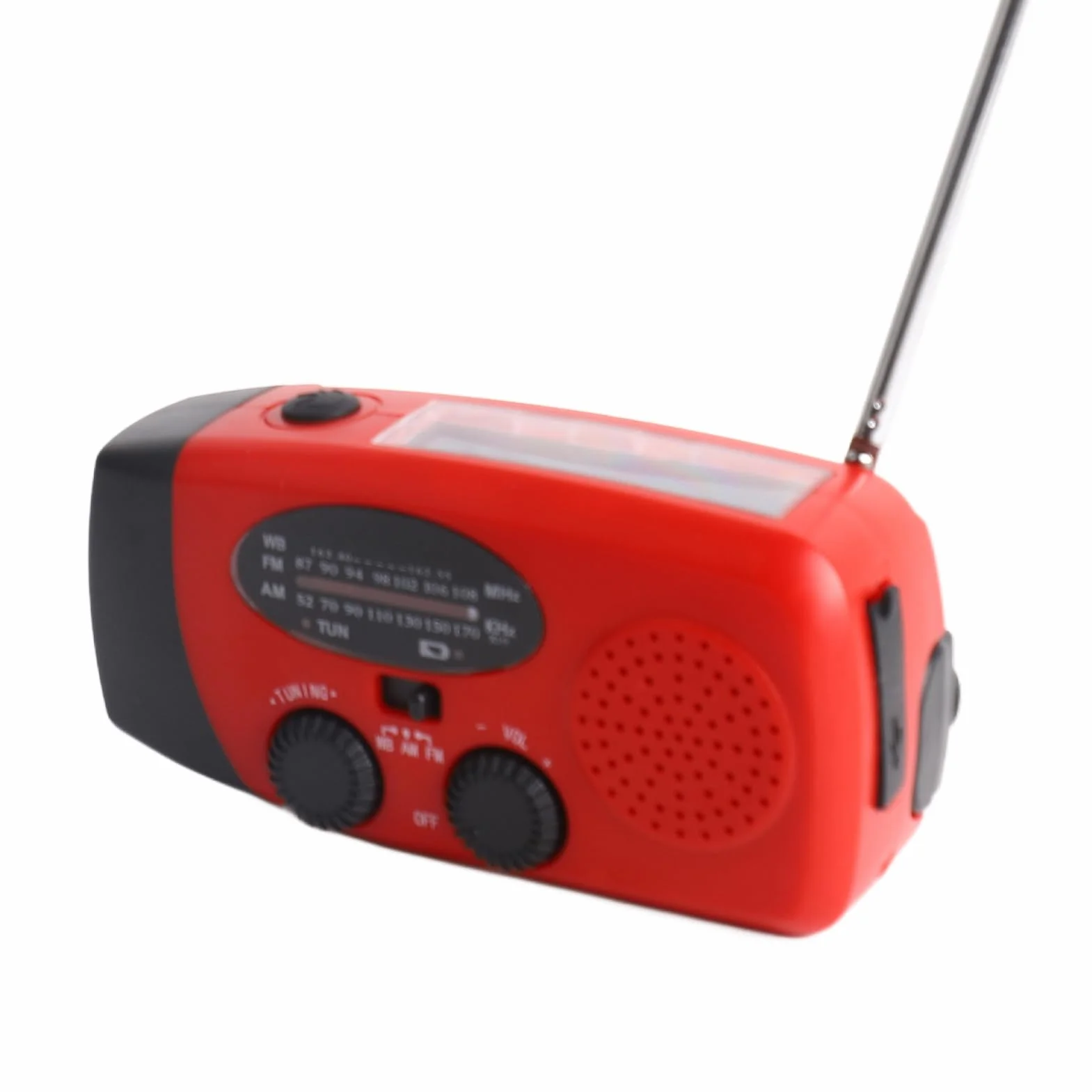 Solarne radio z korbą ręczną, przenośne radio awaryjne AM/FM do zewnętrznej ładowarki USB generuje energię elektryczną, ładowanie słoneczne, światło LED, zapobieganie katastrofom z funkcją NOAA