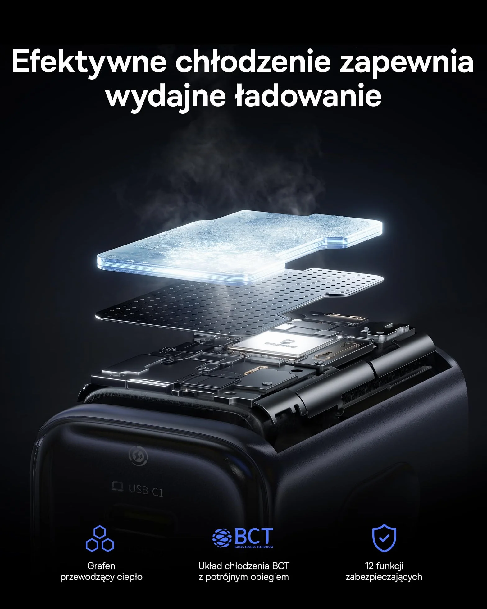 Baseus PicoGo II Ładowarka USB C 45W, 2 Porty USB C, Zasilacz PD 3.0 PPS, Szybka Ładowarka, Kompatybilna Z iPhone 17/17 Pro Max/16-12, Galaxy S25 Ultra, Pixel, iPad Pro/Air, Steam Deck