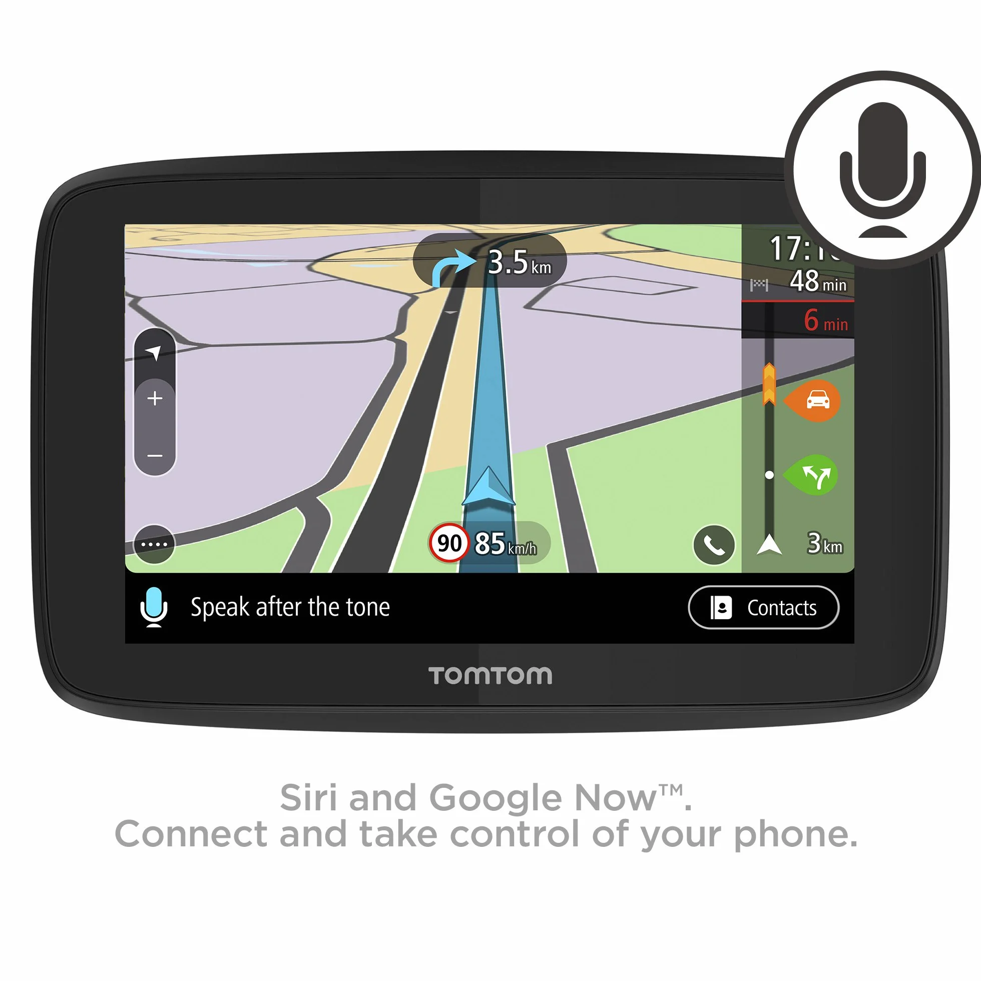 TomTom Samochodowa nawigacja sat GO 520, 15 cali z głośnomówiącymi połączeniami, Siri, Google Now, aktualizacje za pośrednictwem WiFi, dożywotniego ruchu przez smartfona i mapy świata, wiadomości do smartfonów, ekran pojemnościowy, czarny, szary
