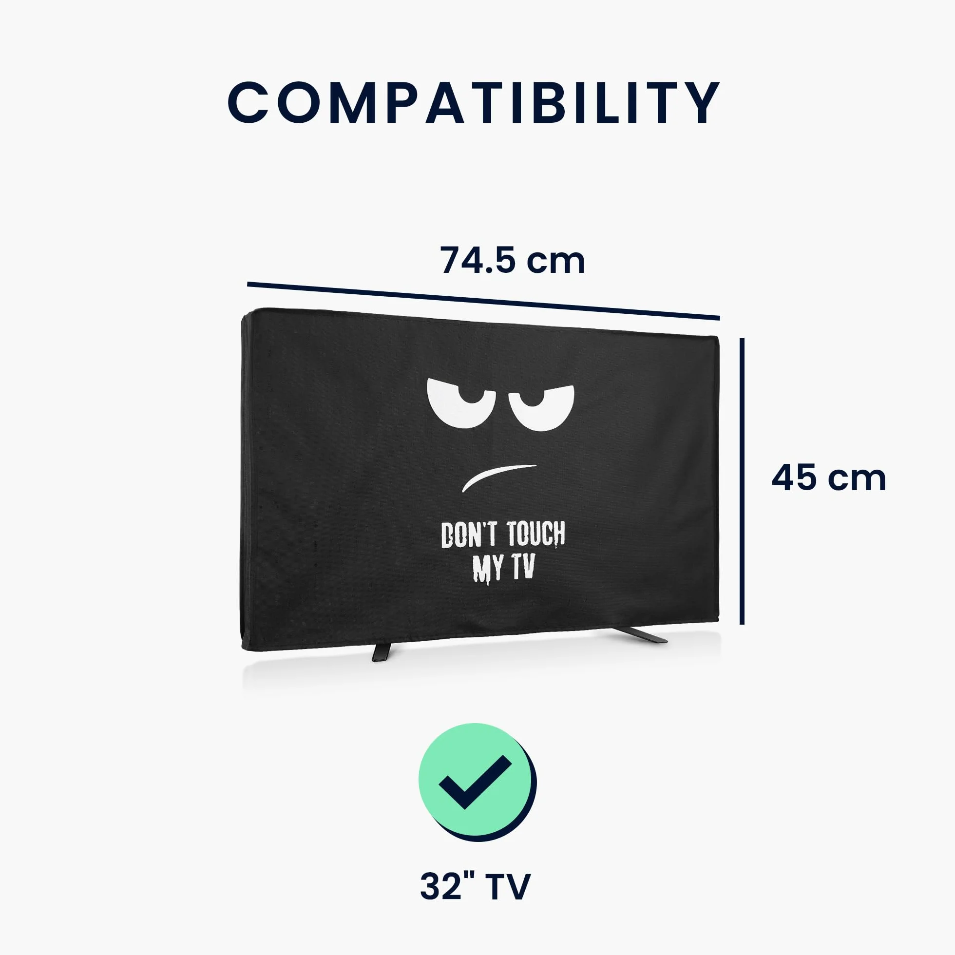 kwmobile Don't Touch My TV pokrowiec na telewizor 32", odporny na warunki atmosferyczne, biały/czarny