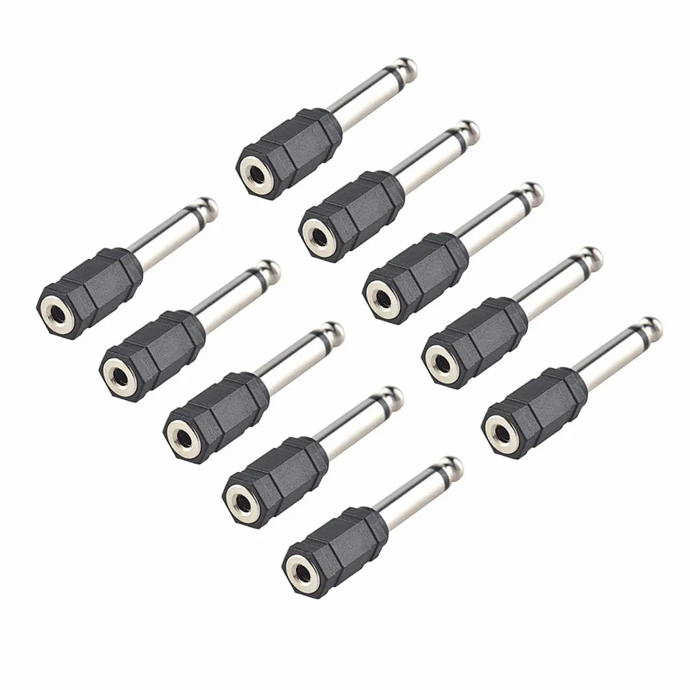Alnicov 10 szt. 6,35 mm męski na 3,5 mm żeński stereofoniczny adapter słuchawkowy do słuchawek dousznych wzmacniacz gitarowy