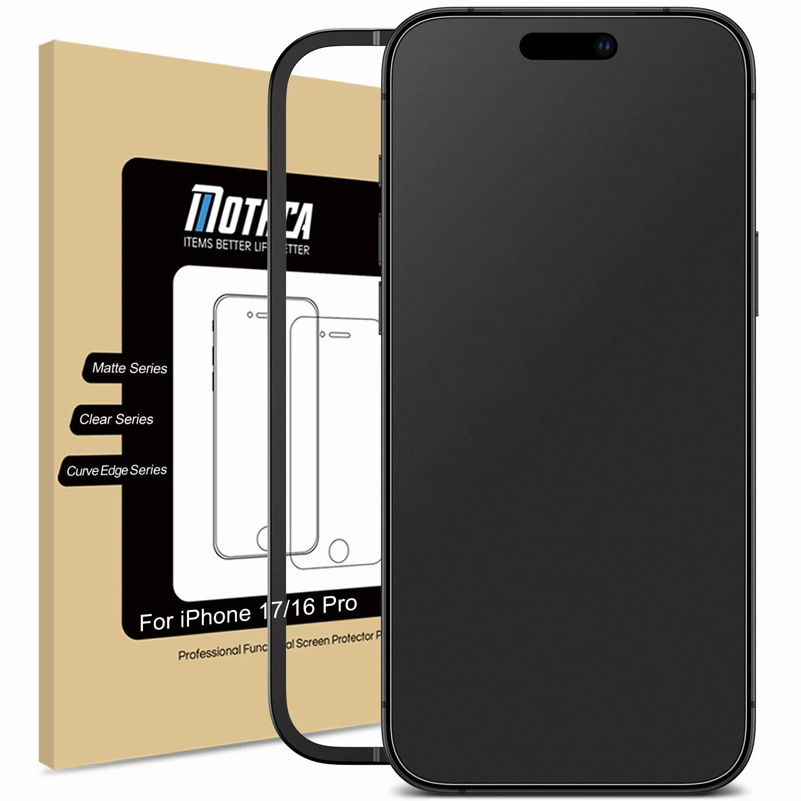 Mothca Matowa osłona ekranu do iPhone'a 17/ iPhone'a 16 Pro, 9H szkło hartowane matowe antyodblaskowe i odporne na odciski palców, instalacja bez pęcherzyków powietrza (1 szt.)