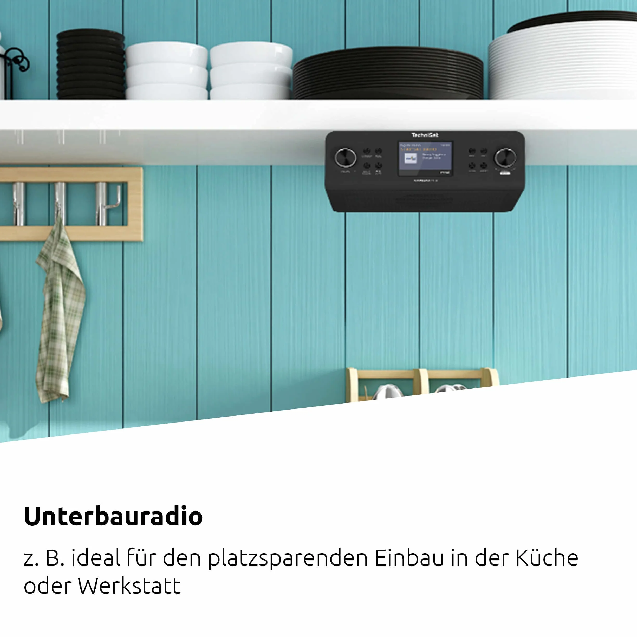 Technisat Digitradio 21 Ir Dab+/ Fm/Internet 0000/3965 Podblatowe Radio Kuchenne, Czarny, 22.5 x 15.1 x 7.2 cm
