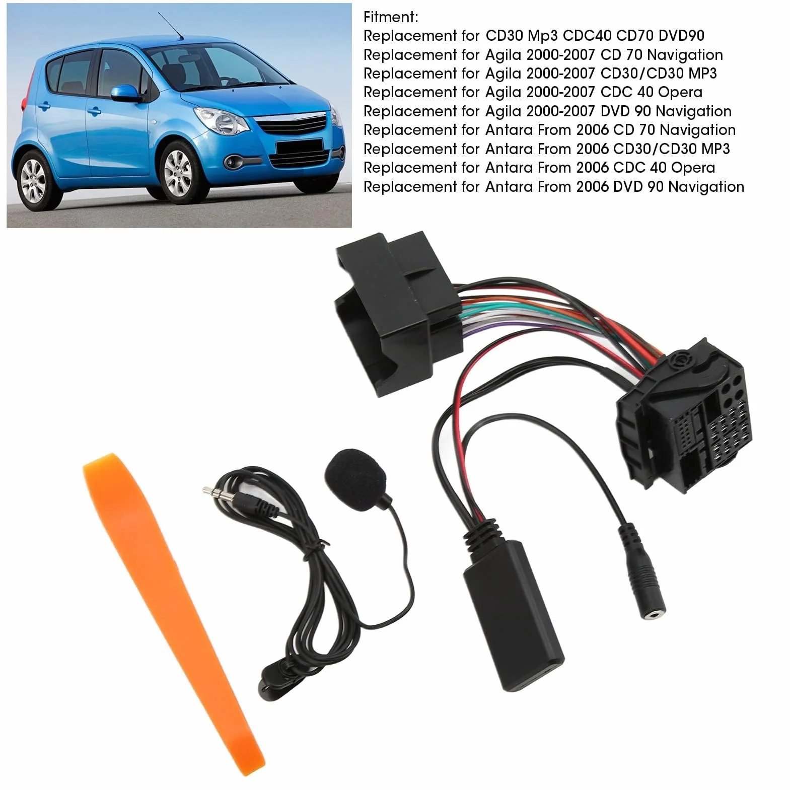 Akozon Bluetooth 5.0 Adapter z 12-pinowym zamiennikiem do Cd30 Mp3 Cdc40 Cd70 i Dvd90
