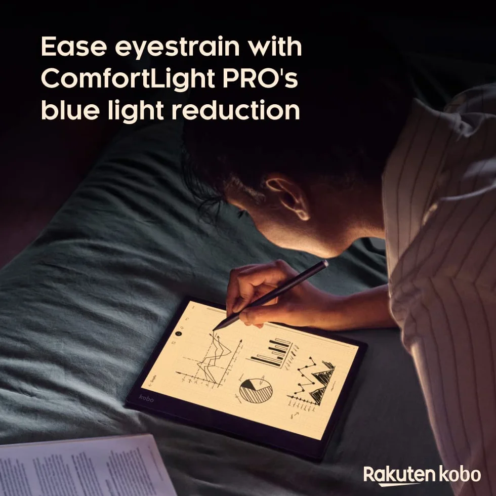 Kobo Elipsa 2E | czytnik | 10,3 cala bez refleksów ekran dotykowy z ComfortLight Pro | Zawiera rysik Kobo 2 | Regulowana jasność | Wi-Fi | Technologia Carta E Ink | Pojemność 32 GB