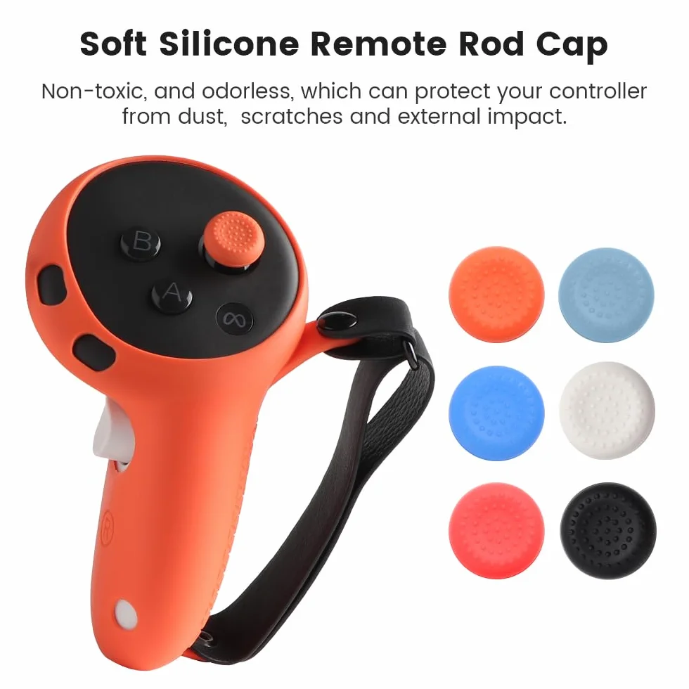 VR Touch Controller Grips Cover do Meta Quest 3s/Quest 3, akcesoria do zestawu słuchawkowego Virtual Reality, silikonowe etui ochronne z regulowanym paskiem na rękę (czarny)