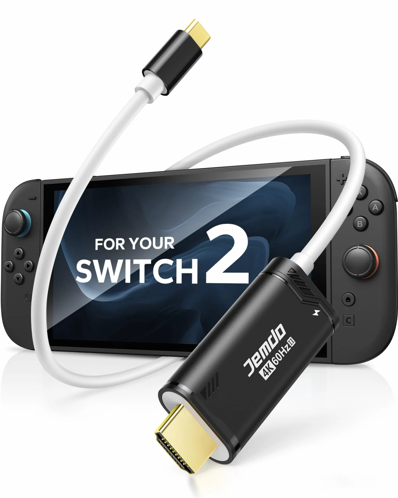 JEMDO Switch 2 Dock HDMI kabel do telewizora, 4K 60 Hz, czarny