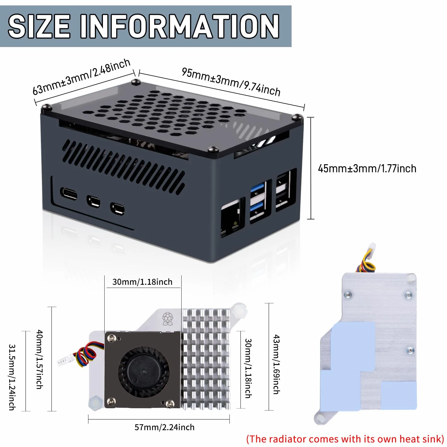 GeeekPi P33 M.2 NVME M-Key PoE+ Hat dla Raspberry Pi 5, z oficjalnym aktywnym chłodzeniem Pi 5 i aluminiową obudową, obsługuje dysk SSD M.2 NVMe 2230 2242 2260 2280