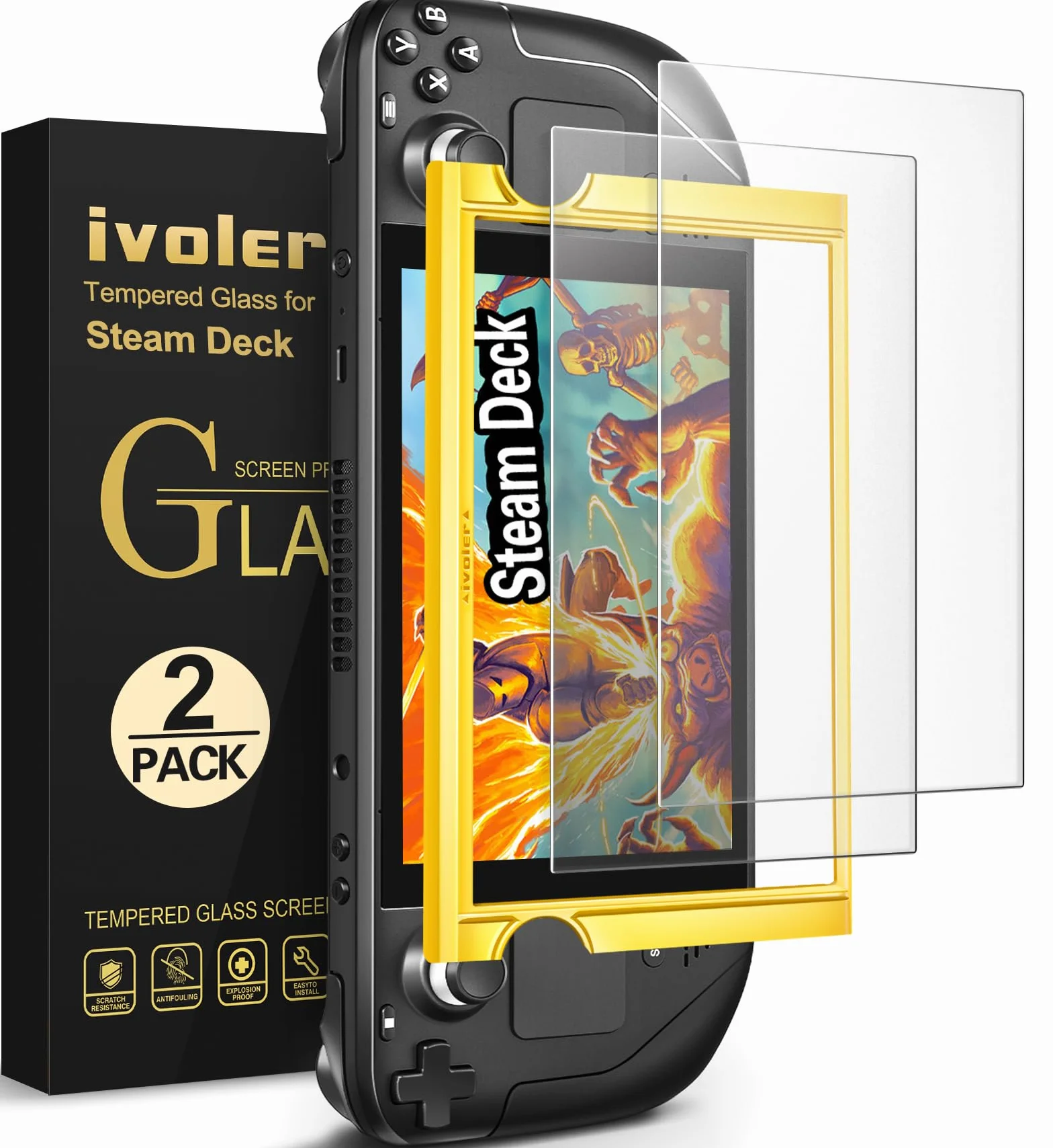 ivoler 2 sztuki matowej antyrefleksyjnej folii ochronnej do Steam Deck LCD/Steam Deck OLED, antyrefleksyjne szkło pancerne z funkcją pozycjonowania [ochrona przed oślepieniem] [niskie odbicie