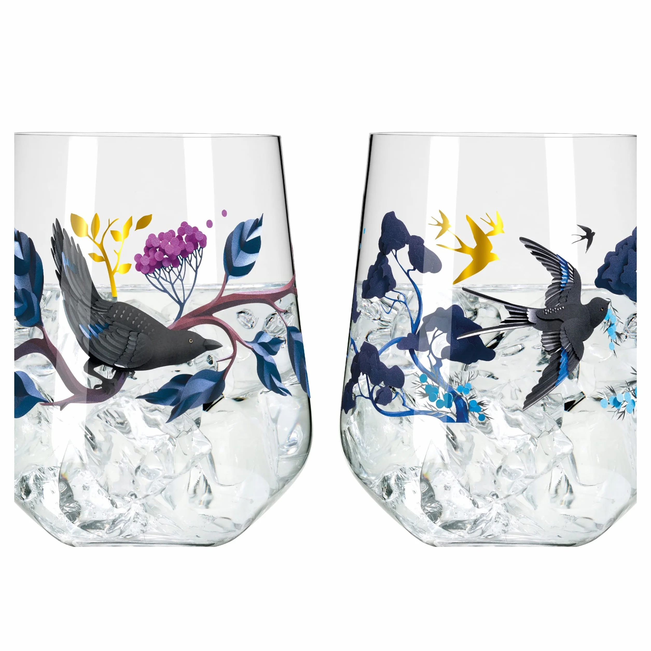 RITZENHOFF 3801002 zestaw kieliszków do ginu, 700 ml, seria Botanic Glamour nr 1, 2 sztuki kubków ze światami papieru - Made in Germany