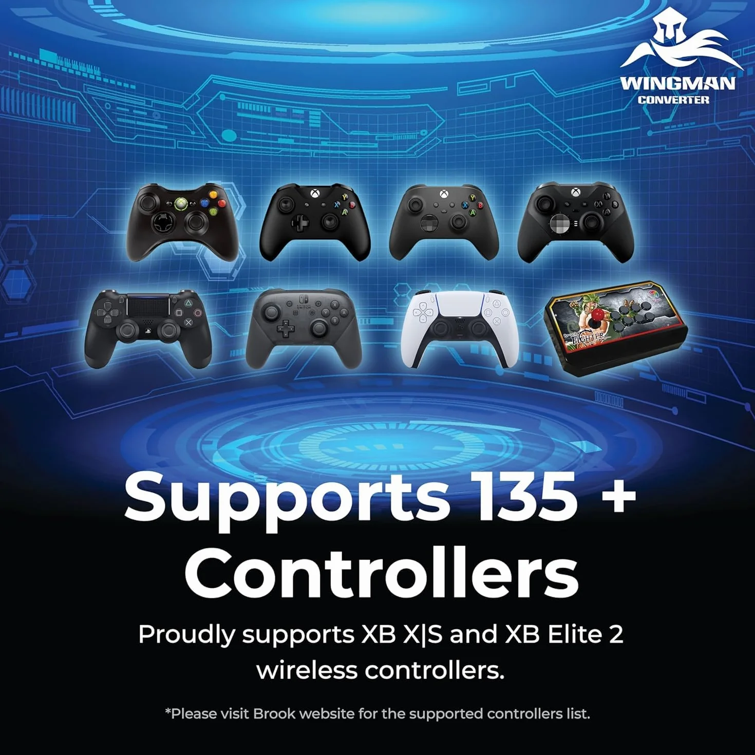 Mcbazel Brook Wingman XB 2 Converter - Wireless Controller Adapter for XB Retro Consoles and PC, Supports Remap and Adjustable Turbo