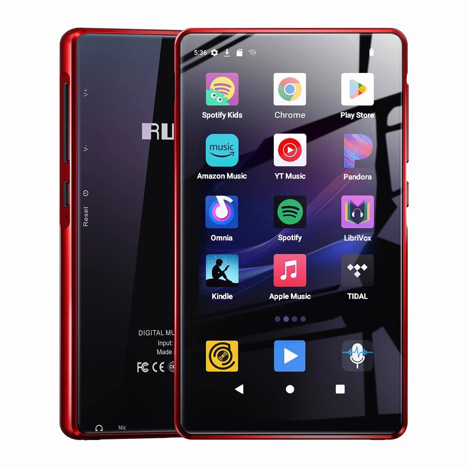 163GB Odtwarzacz MP3 Spotify z Bluetooth, 4.5-calowy ekran dotykowy MP4 z WiFi, 2000mAh przenośny głośnik stereo HiFi, Amazon Music, odtwarzacz muzyki Android do strumieniowego przesyłania dla dzieci