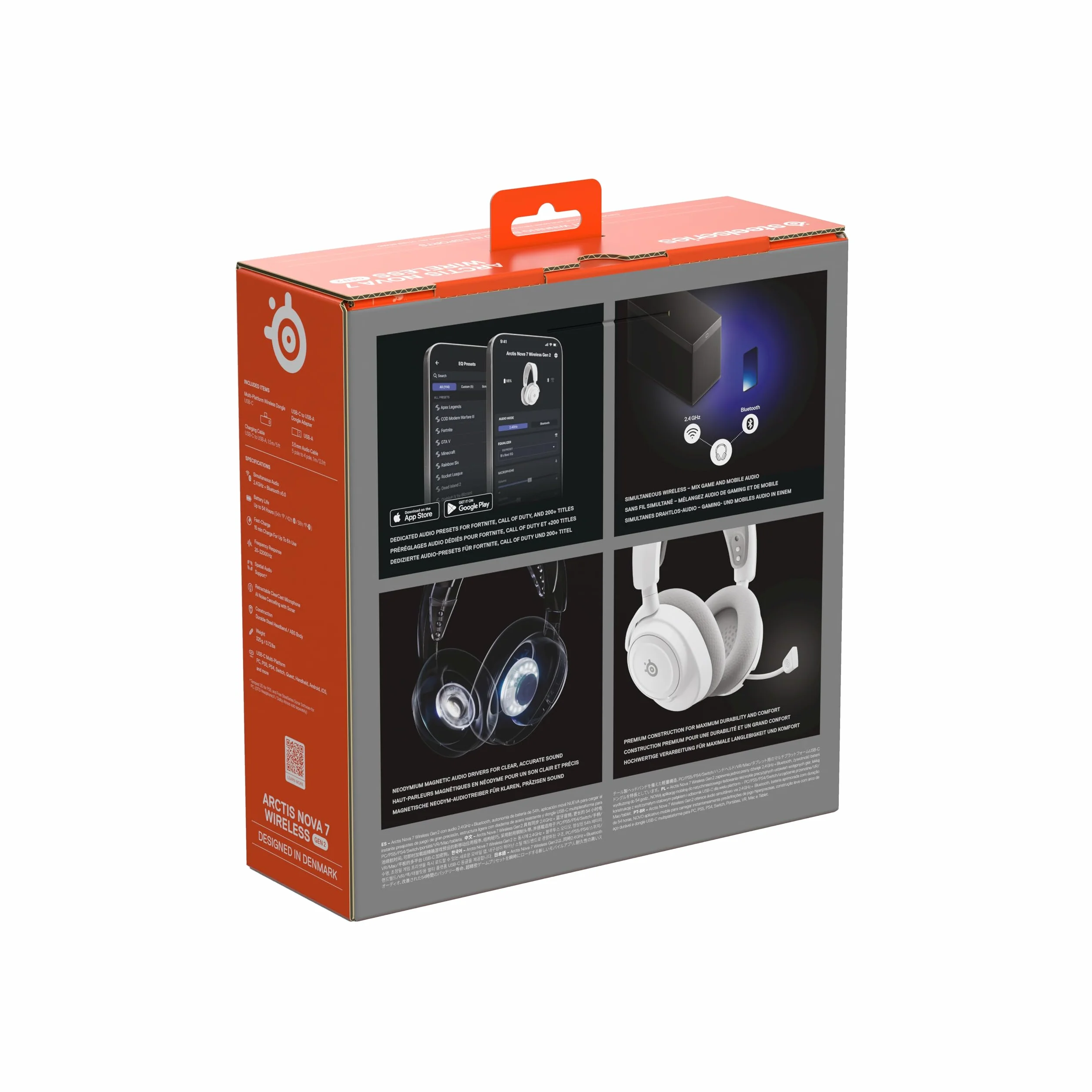 SteelSeries Arctis Nova 7 Wireless Gen 2 do gier, 50H, przetworniki neodymowe, 2,4 GHz/Bluetooth, PC, PS5, Switch