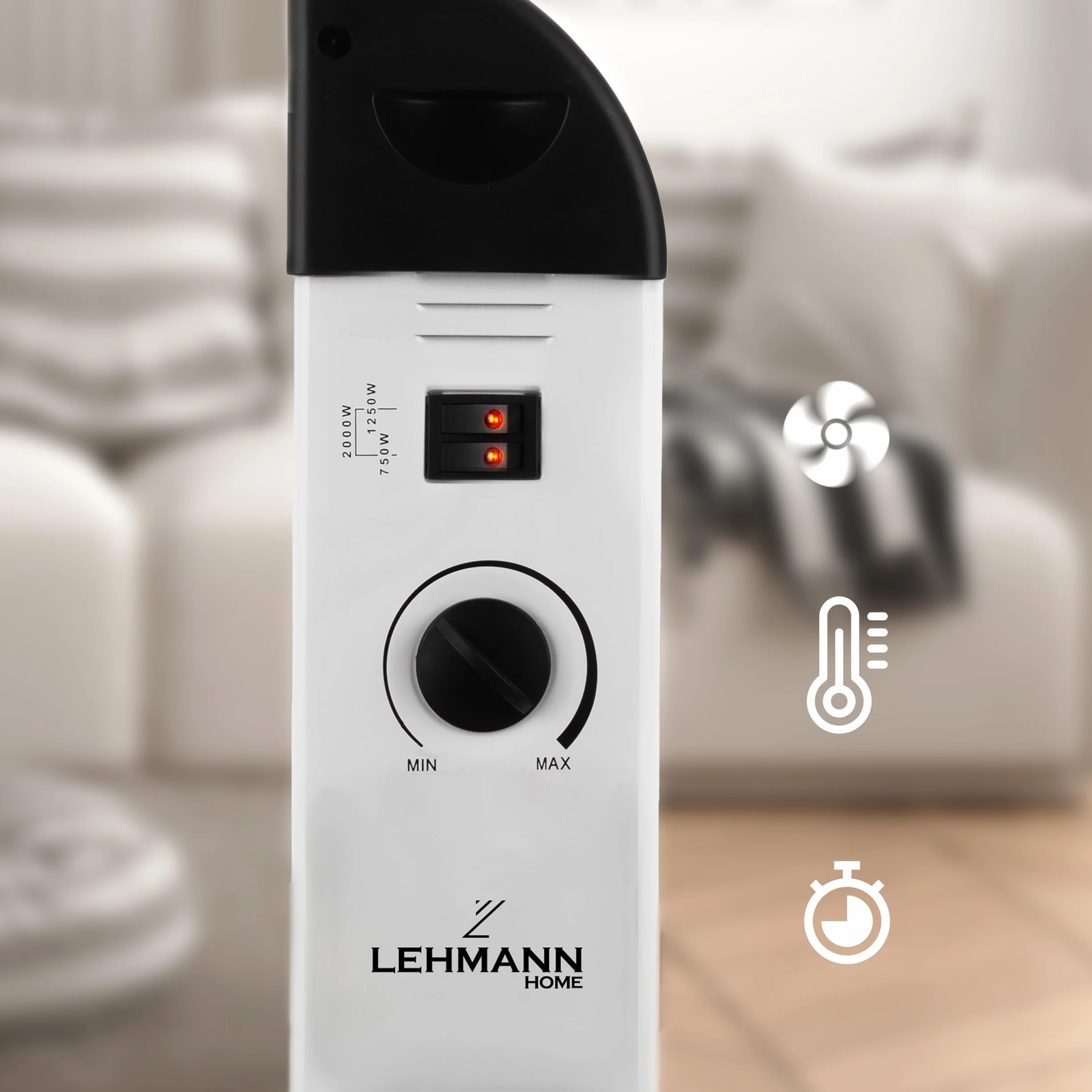 Lehmann LHOHC-2013A grzejnik konwektorowy, grzejnik elektryczny 750/1250/2000 W, ogrzewanie konwektorowe z termostatem i zabezpieczeniem przed przegrzaniem, ogrzewanie elektryczne, energooszczędne,