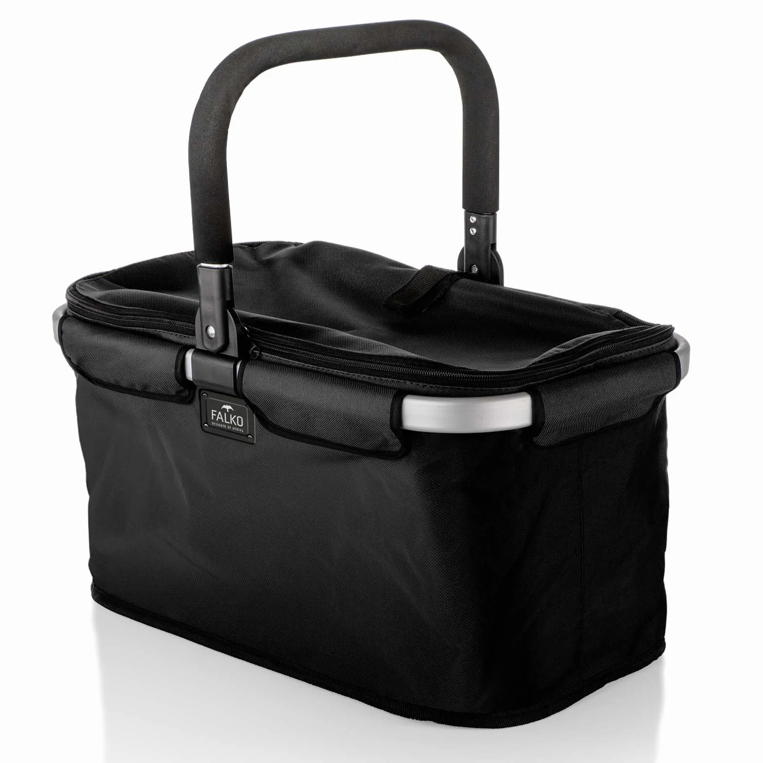 Genius Falko Premium kosz na zakupy niebieski 22 l składany z pokrywką aluminiowym uchwytem