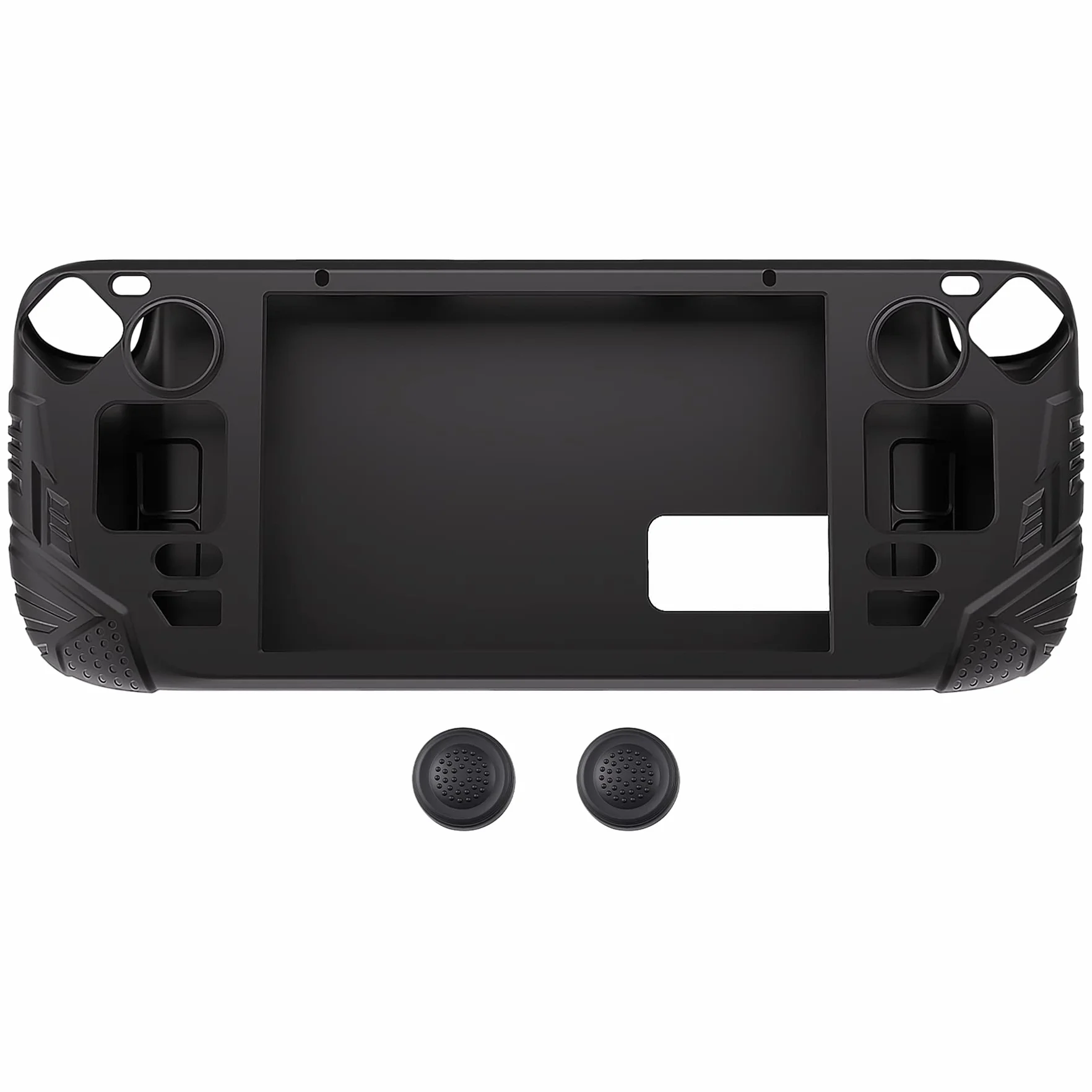 PlayVital Etui Ochronne do Steam Deck LCD,Miękkie Silikonowe Ochronne na Konstrukcja Tylnego Przyciski do Steam Deck LCD,Skóry Etui i Nakładkami Joysticka-Czarne(Armor Series)
