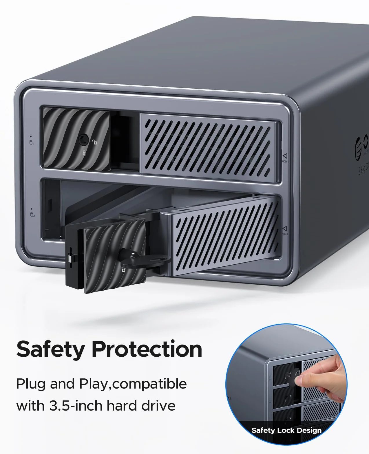 ORICO Aluminiowa obudowa dysków twardych RAID na 2 dyski twarde, stacja dokująca USB 3.0 HDD do 3,5 cala HDD do 2 x 22 TB, obsługuje RAID 0/1 (9828RU3)